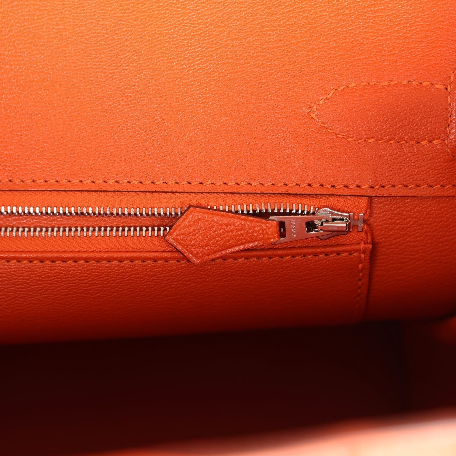 Pre-owned Hermes Birkin 30 Orange Shiny Porosus Crocodile Palladium Hardware