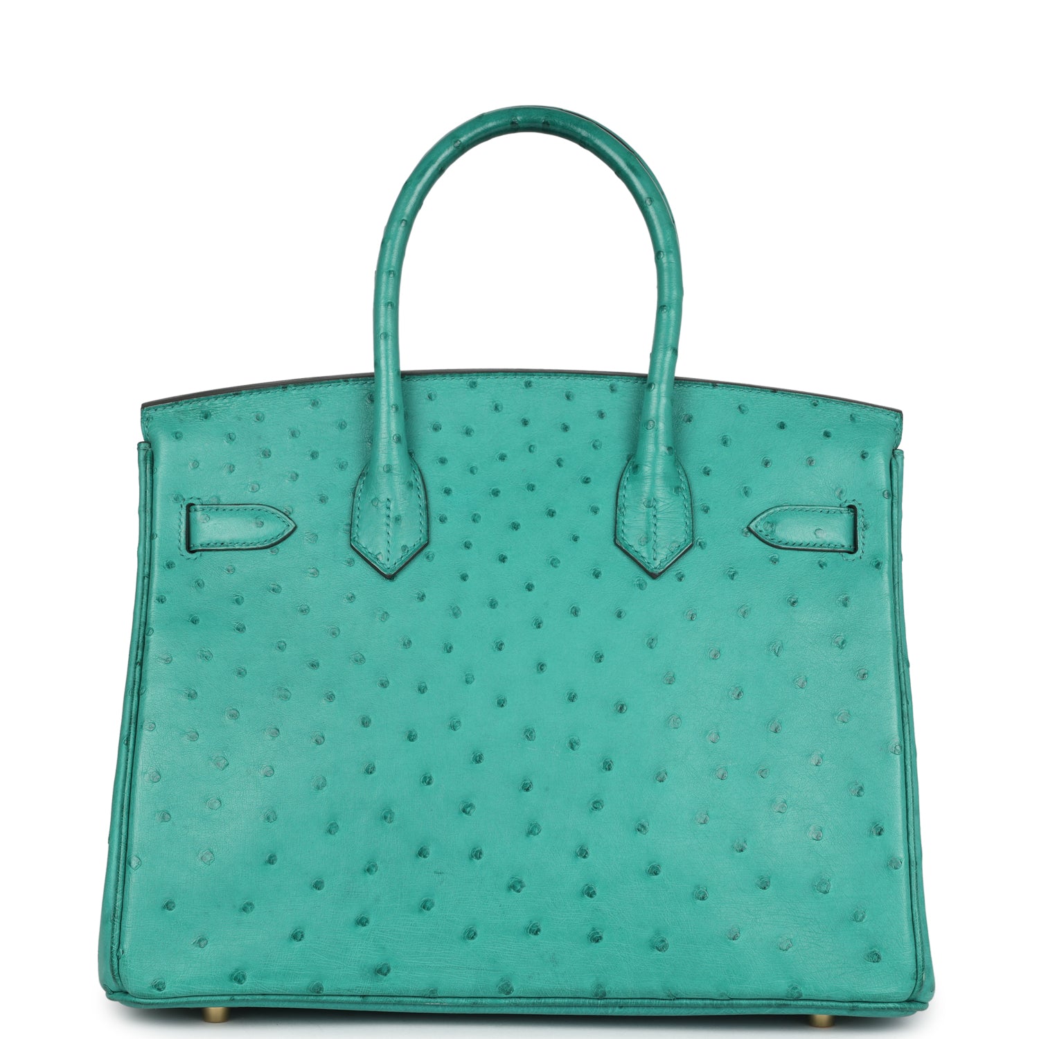 Pre-owned Hermes Birkin 30 Vert Verone Ostrich Gold Hardware