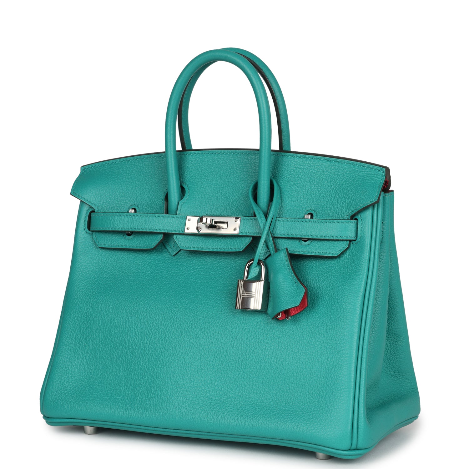 Pre-owned Hermes Birkin 25 Vert Verone Verso Novillo Palladium Hardware