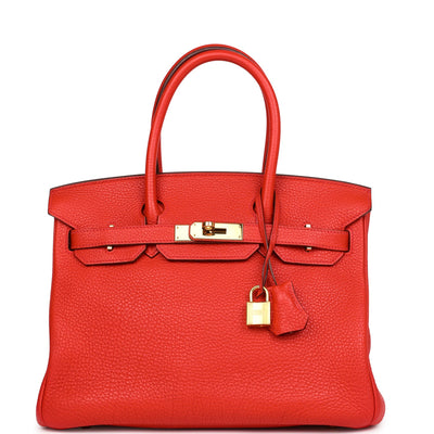 Pre-owned Hermes Birkin 30 Geranium Togo Gold Hardware