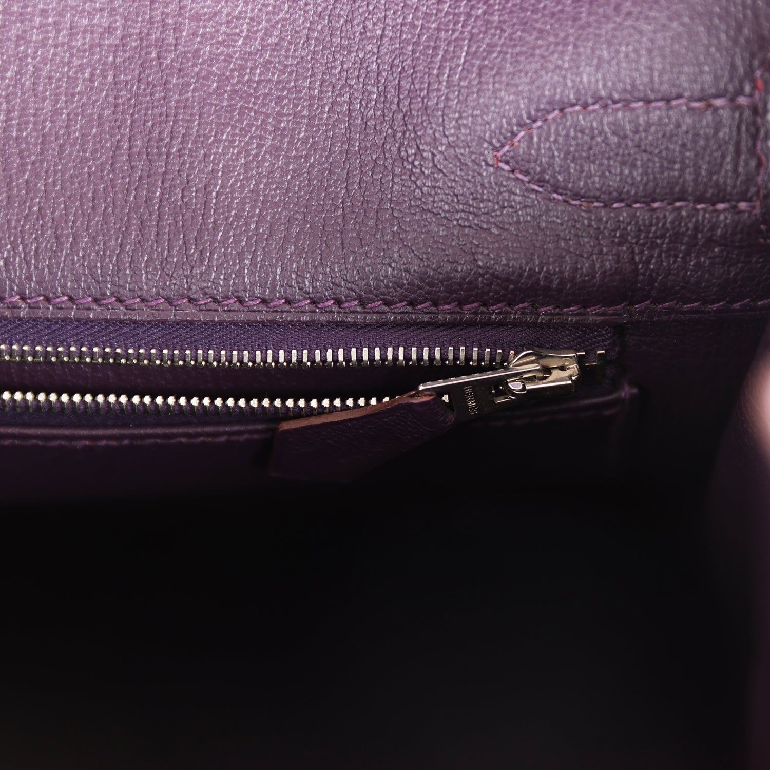 Pre-owned Hermes Special Order (HSS) Birkin 30 Tri-color Raisin, Ultraviolet and Rose Shocking Chevre Palladium Hardware