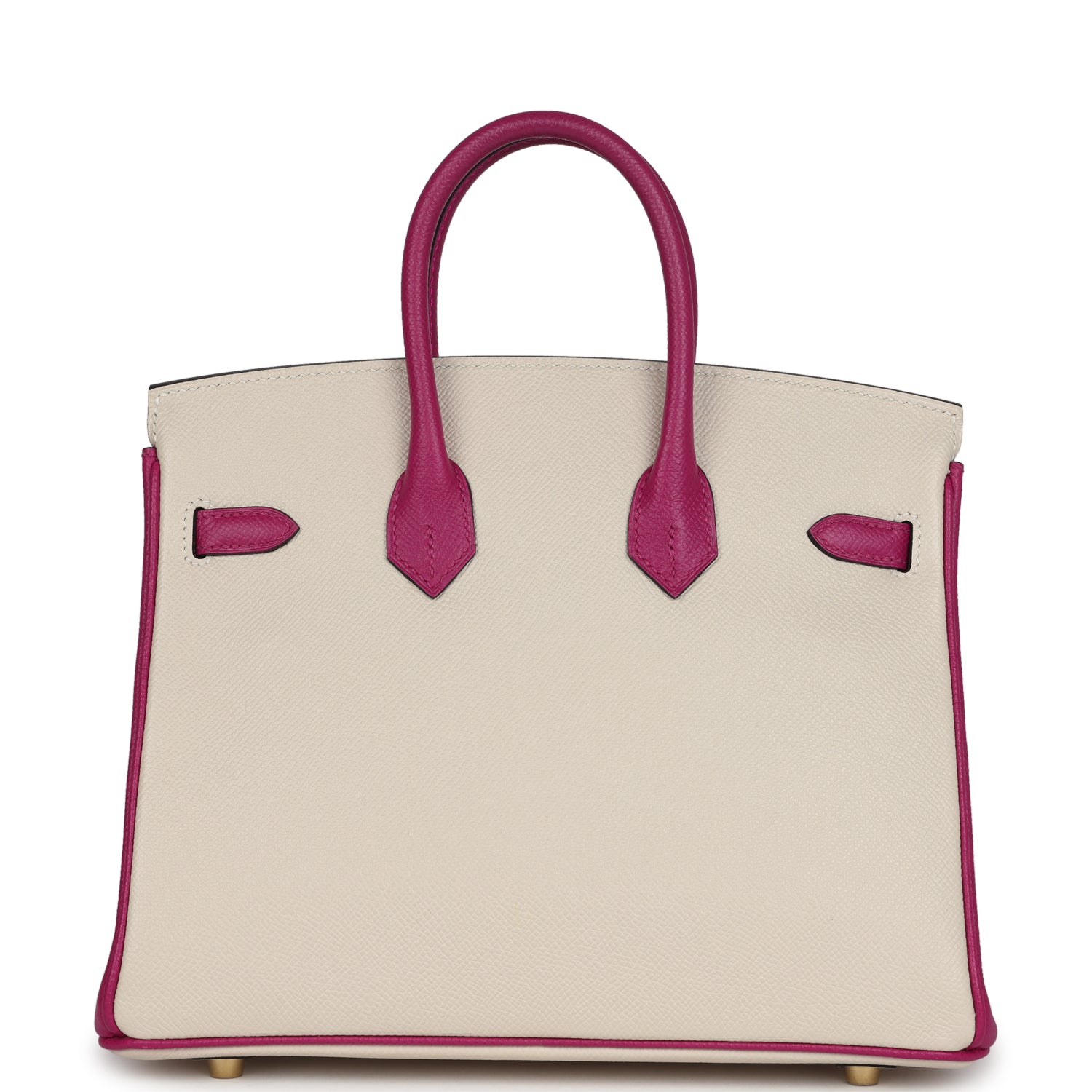 Hermes Special Order (HSS) Birkin 25 Craie and Rose Pourpre Epsom Brushed Gold Hardware