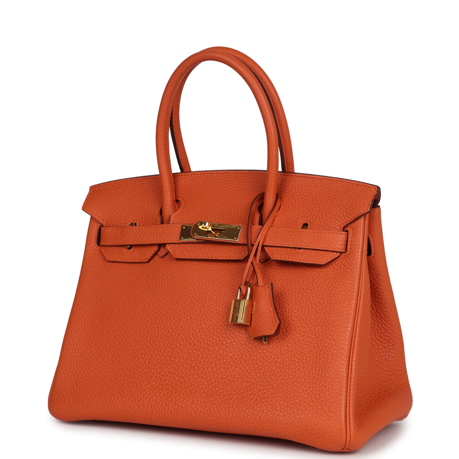 Pre-owned Hermes Birkin 30 Orange Togo Gold Hardware