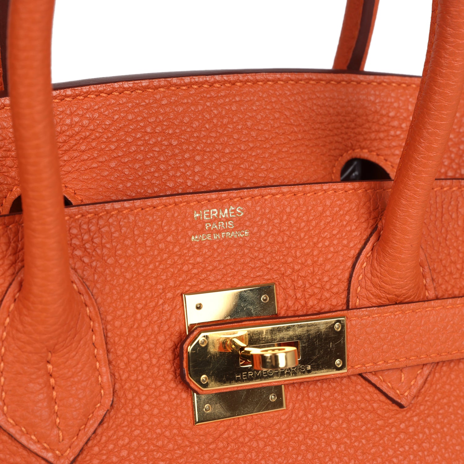 Pre-owned Hermes Birkin 30 Orange Togo Gold Hardware