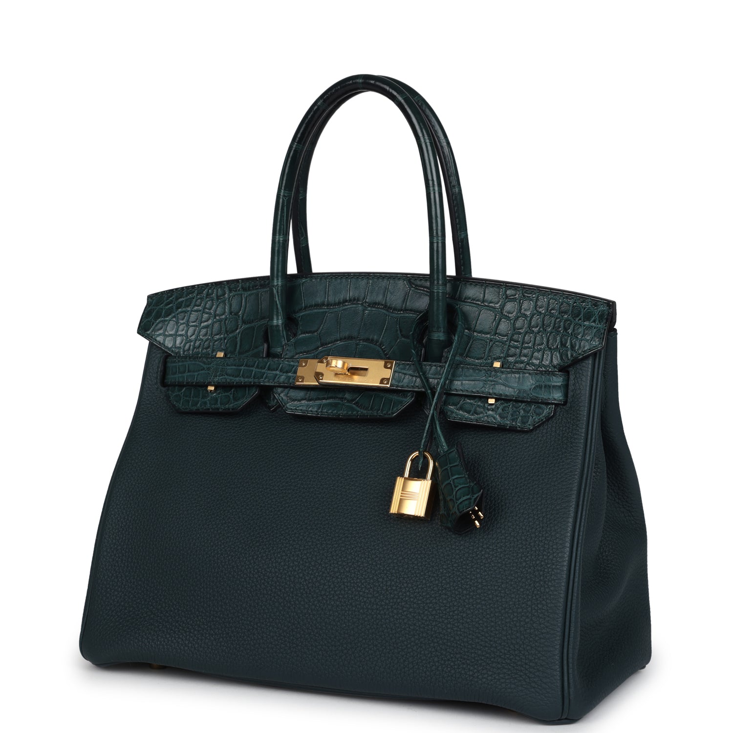 Hermes Birkin 30 Vert Cypress Togo and Matte Alligator Touch Gold Hardware
