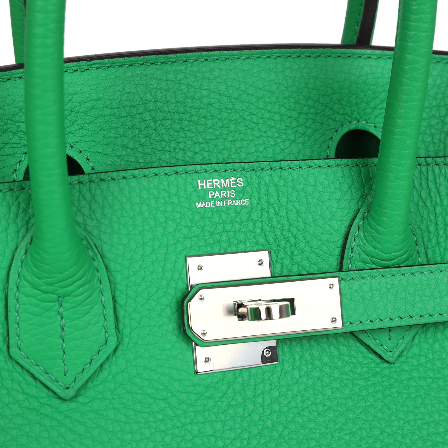 Pre-owned Hermes Birkin 30 Bambou Clemence Palladium Hardware