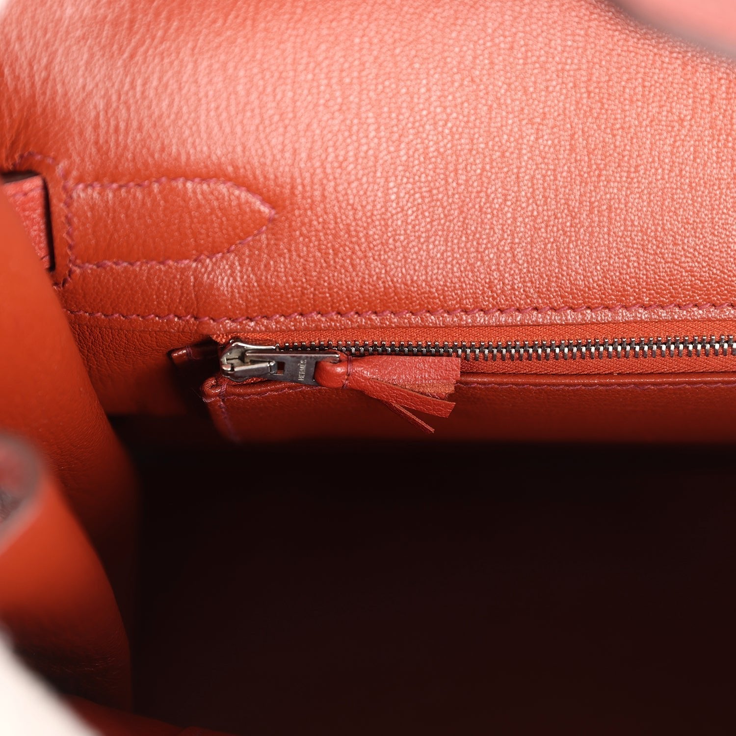 Pre-owned Hermes Birkin 30 Ghillies Brique Clemence and Evercolor Palladium Hardware