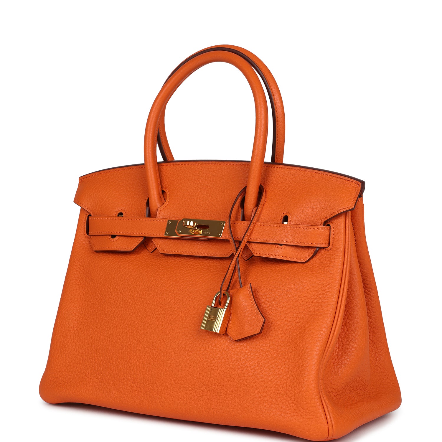 Pre-owned Hermes Birkin 30 Orange Togo Gold Hardware