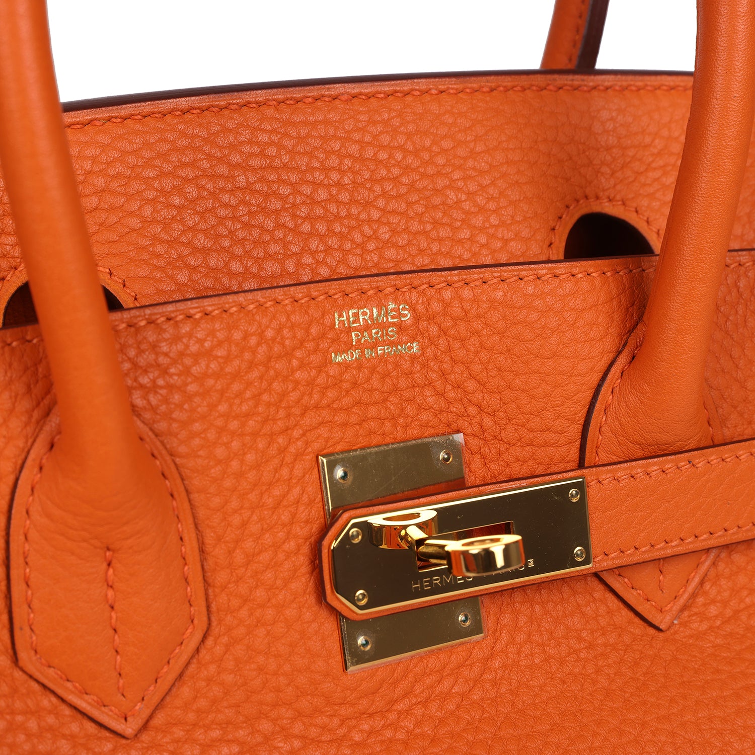 Pre-owned Hermes Birkin 30 Orange Togo Gold Hardware