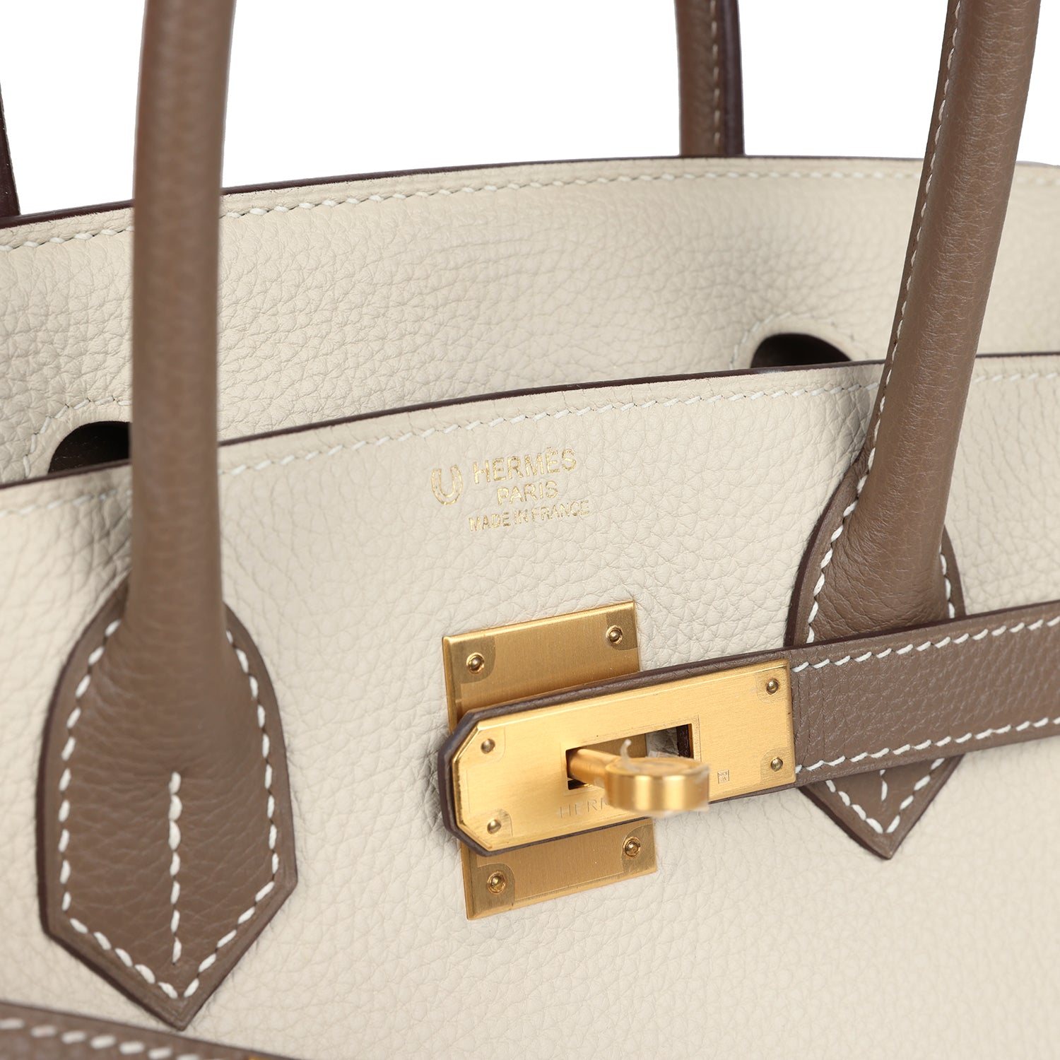 Hermes Special Order (HSS) Birkin 30 Etoupe and Craie Togo Brushed Gold Hardware