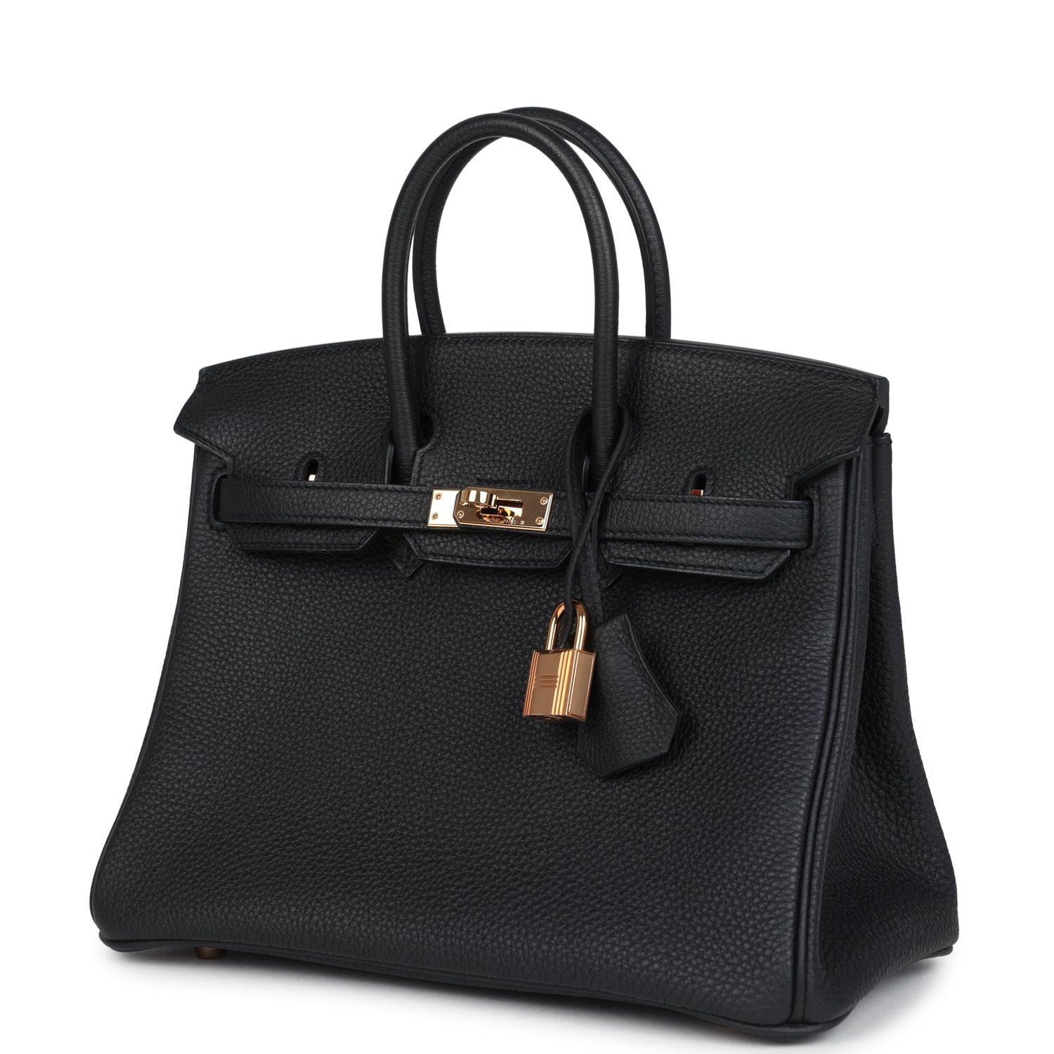 Pre-owned Hermes Birkin 25 Black Togo Rose Gold Hardware