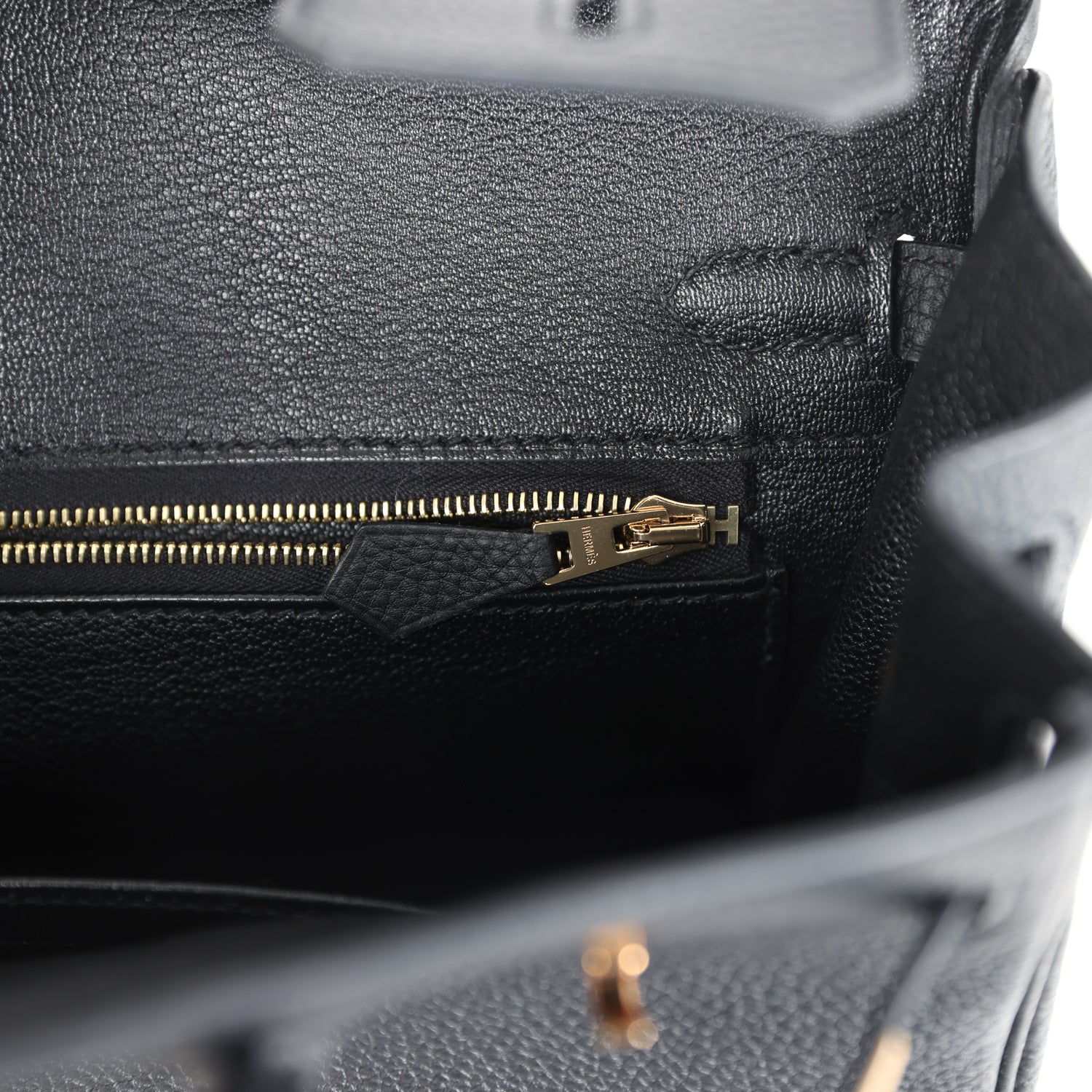Pre-owned Hermes Birkin 25 Black Togo Rose Gold Hardware