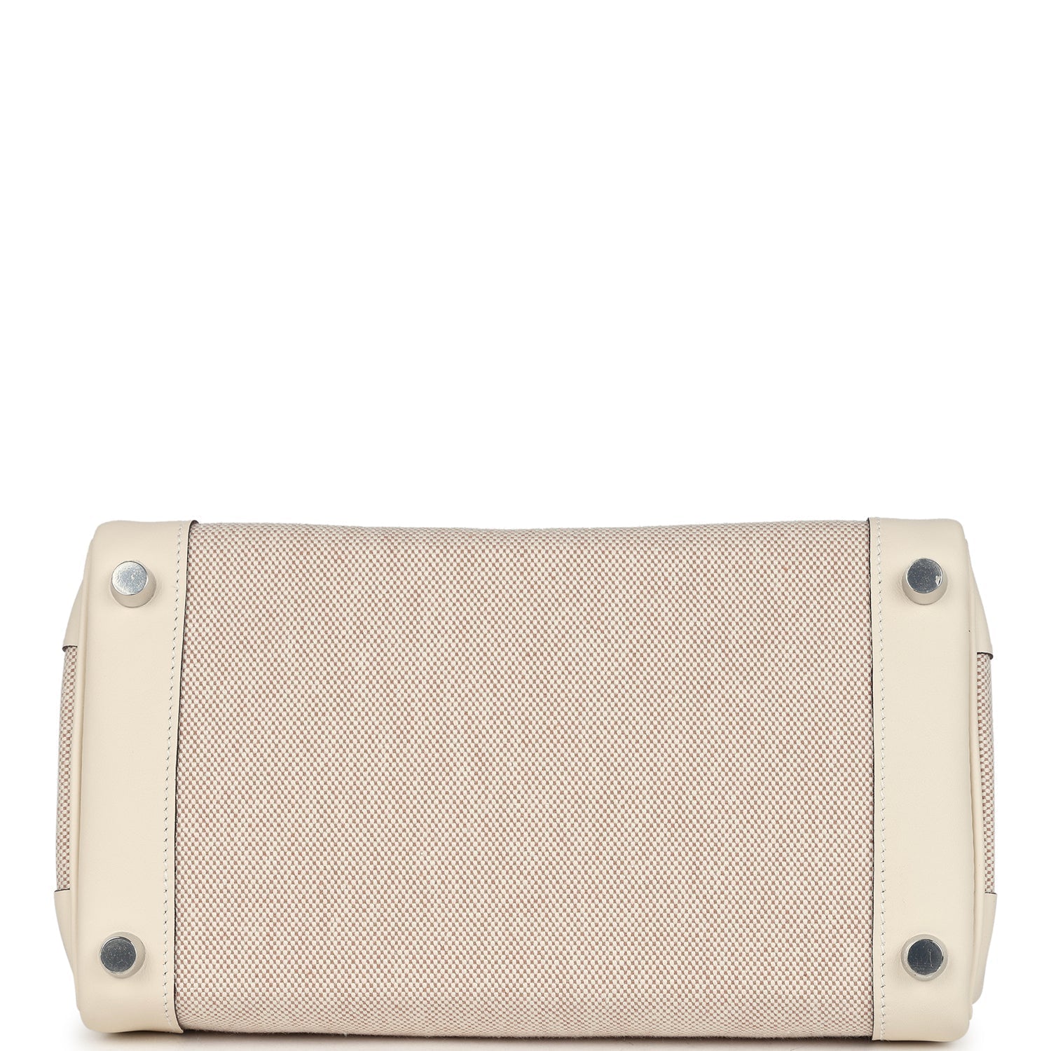 Hermes Birkin 25 Nata Swift and Ecru-Beige Toile H Canvas Palladium Hardware