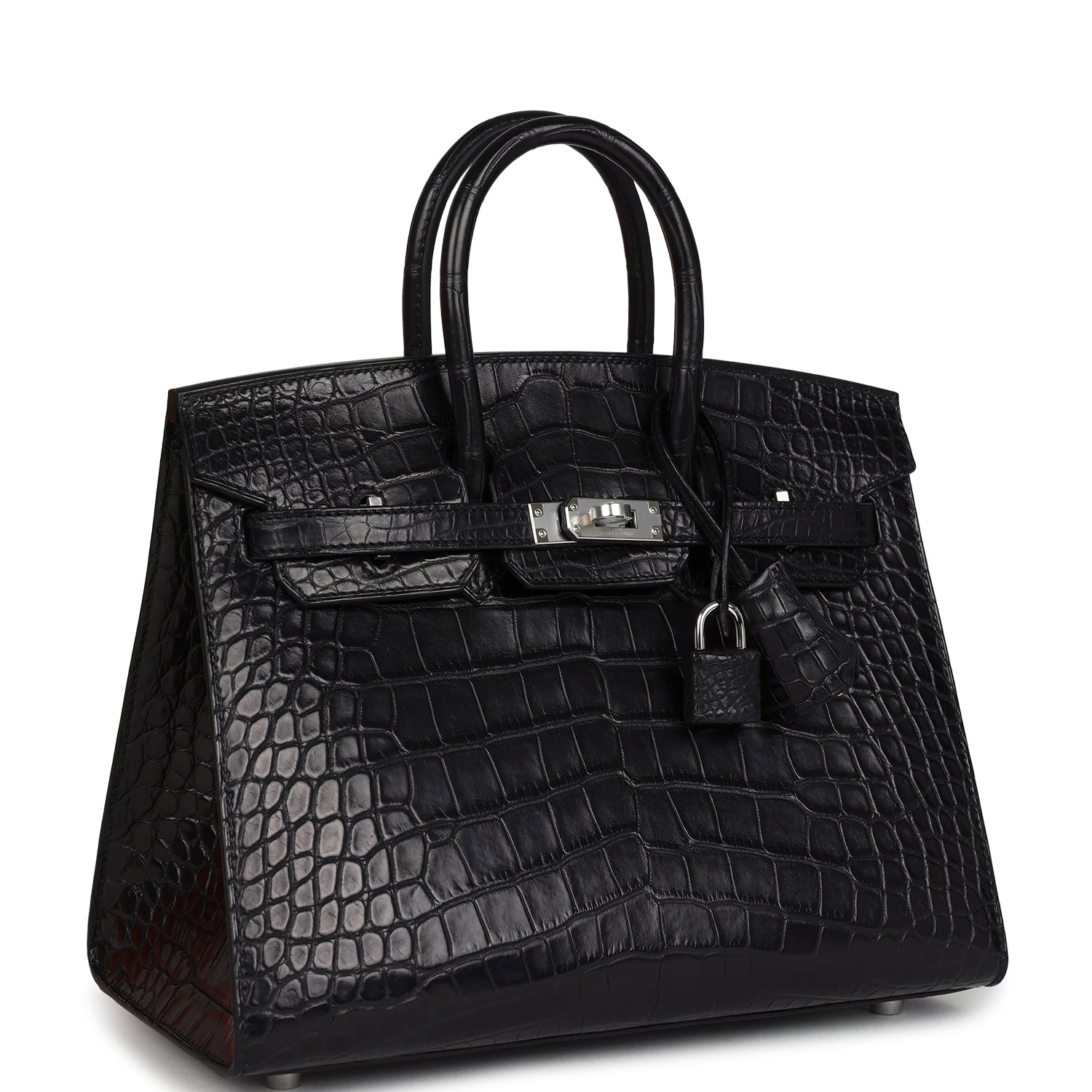 Hermes Birkin Sellier 25 Black Matte Alligator Palladium Hardware