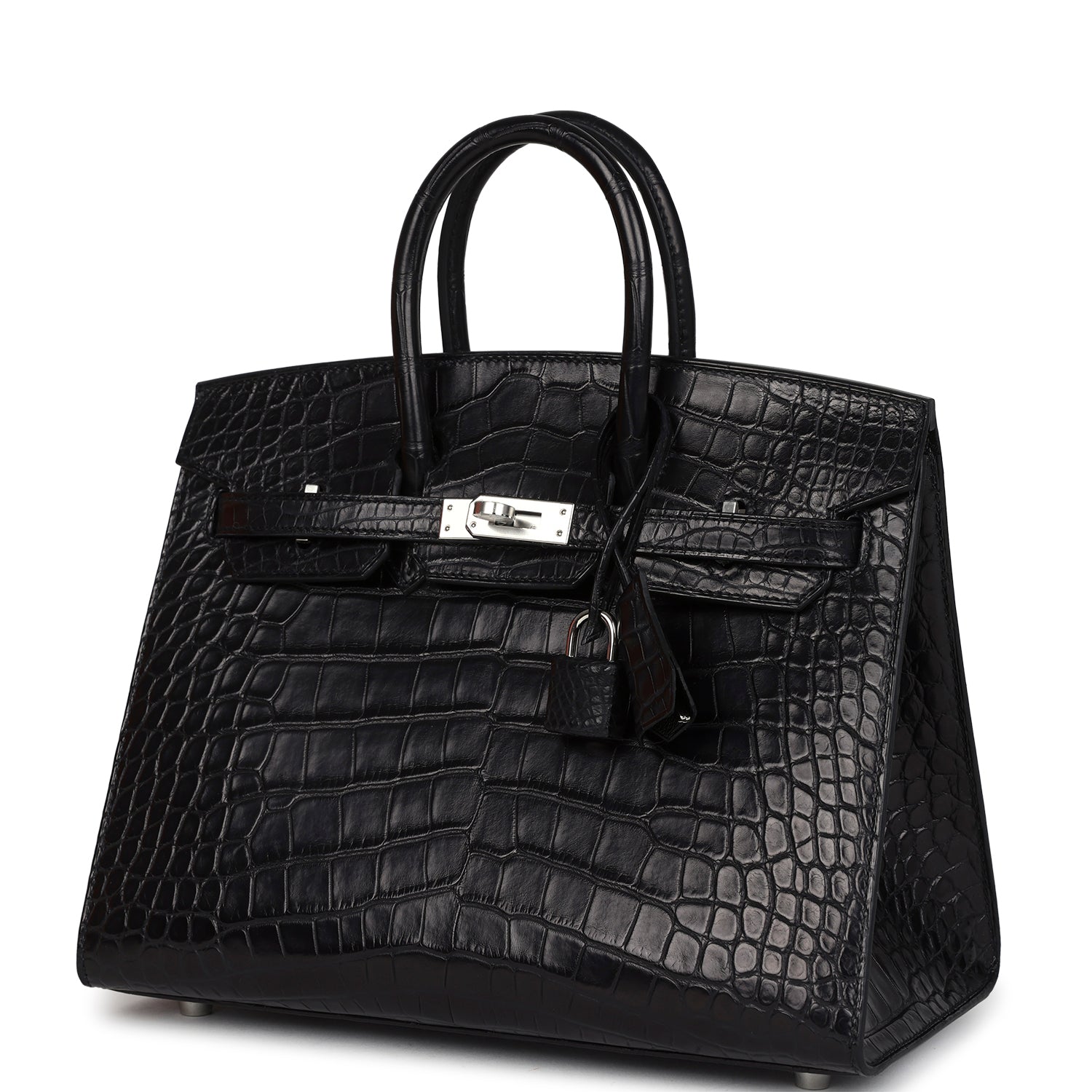 Hermes Birkin Sellier 25 Black Matte Alligator Palladium Hardware