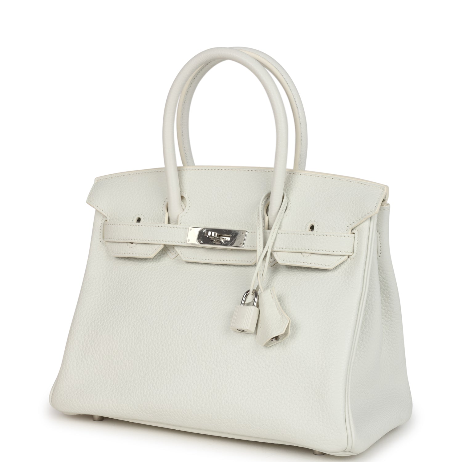 Pre-owned Hermes Birkin 30 White Clemence Palladium Hardware