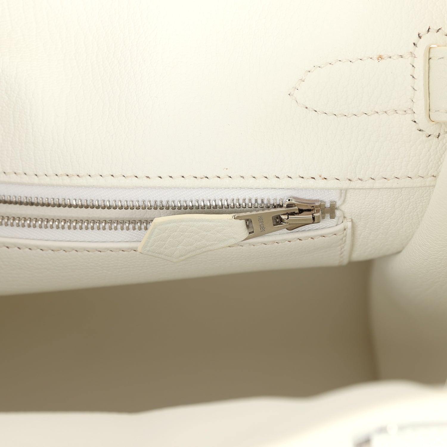 Pre-owned Hermes Birkin 30 White Clemence Palladium Hardware