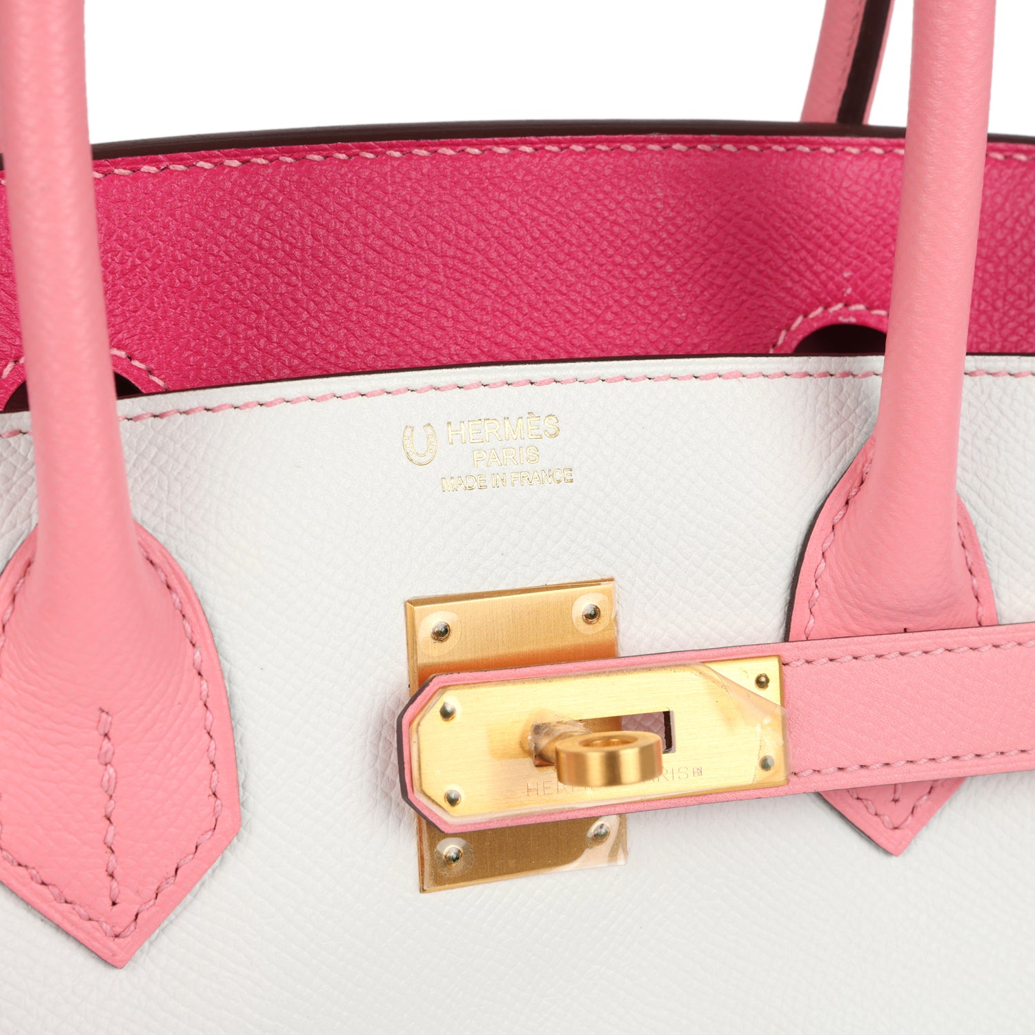 Pre-owned Hermes Special Order (HSS) Birkin 30 White, Rose Confetti and Rose Tyrien Epsom Brushed Gold Hardware