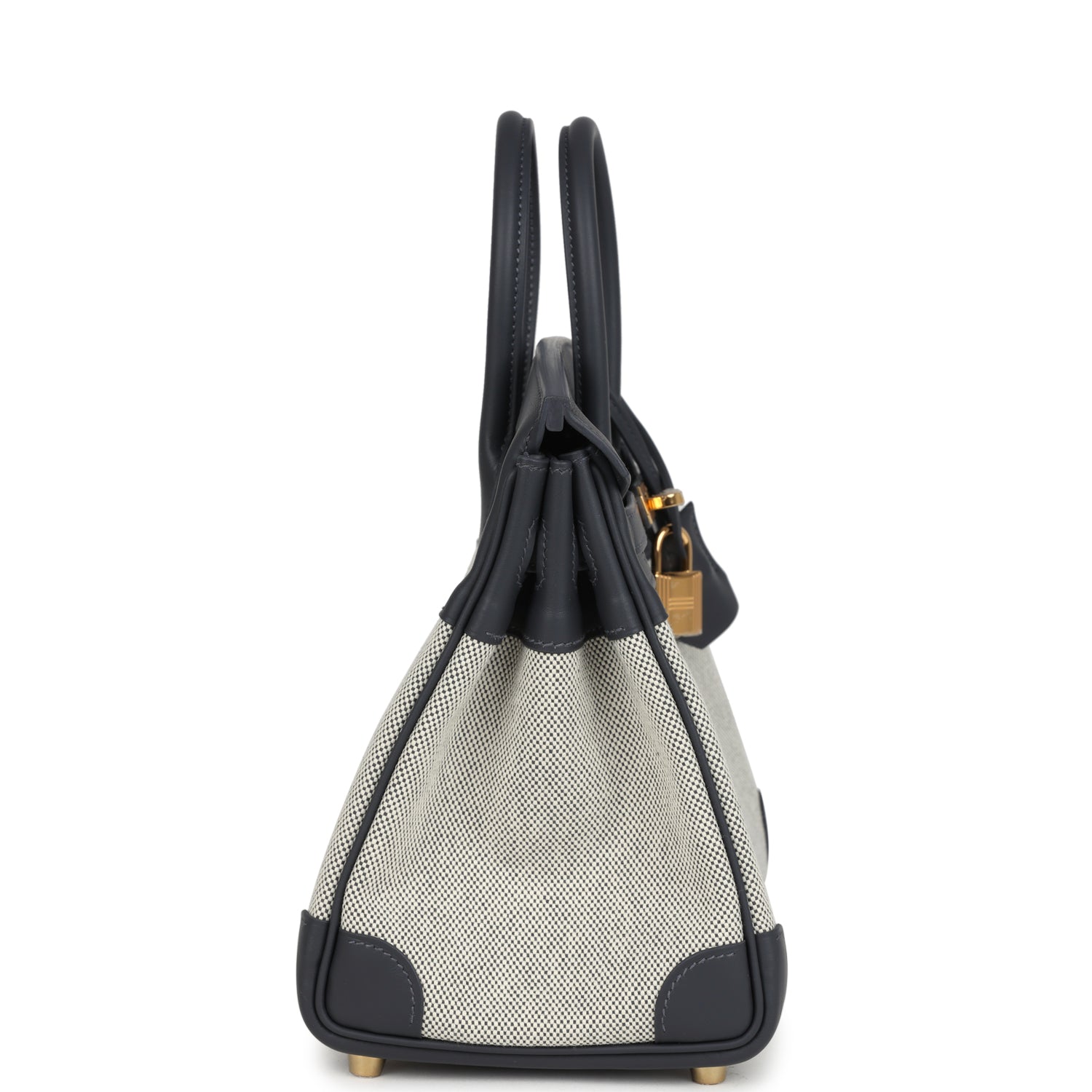 Hermes Birkin 25 Ecru and Ardoise Toile H Canvas and Ardoise Swift Gold Hardware