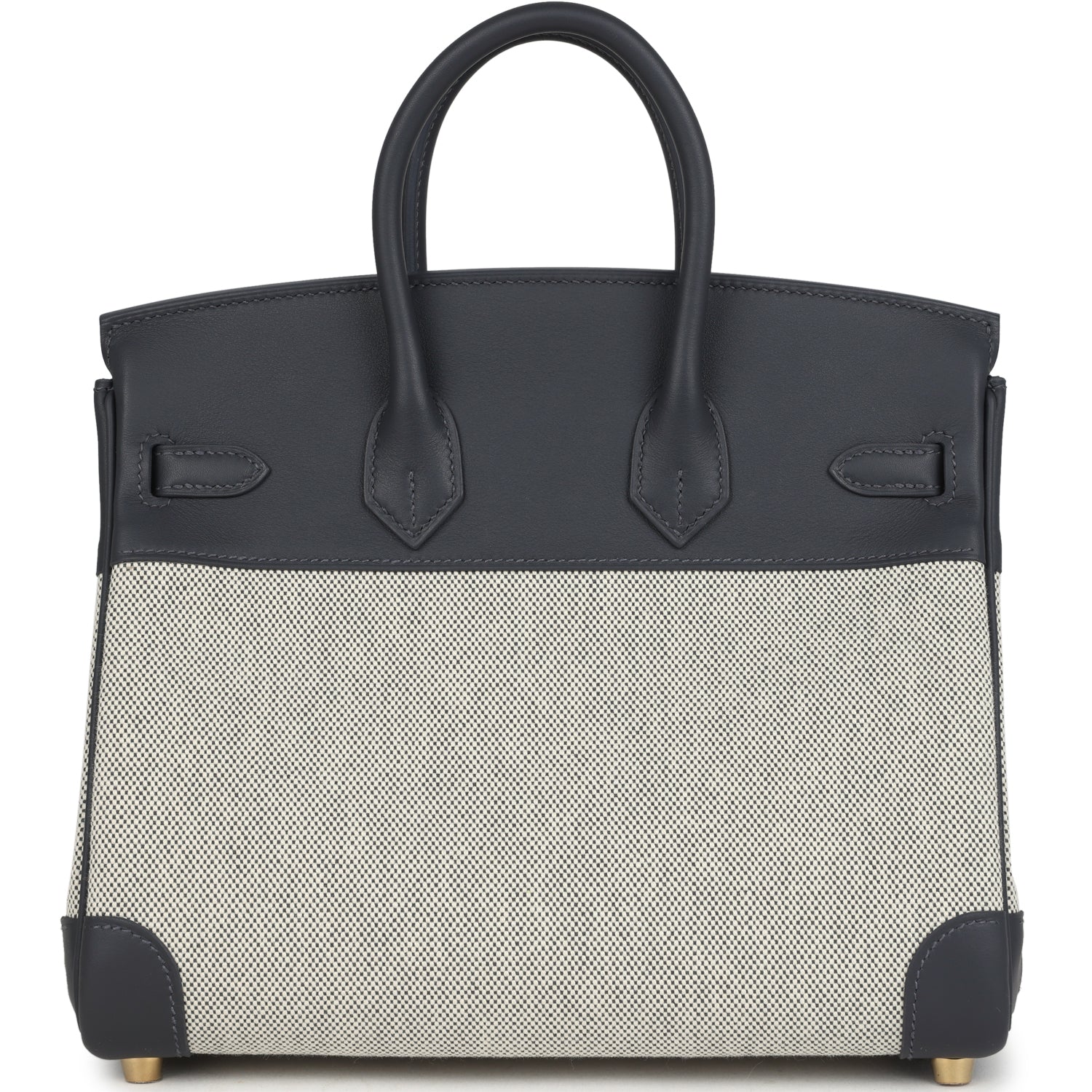 Hermes Birkin 25 Ecru and Ardoise Toile H Canvas and Ardoise Swift Gold Hardware