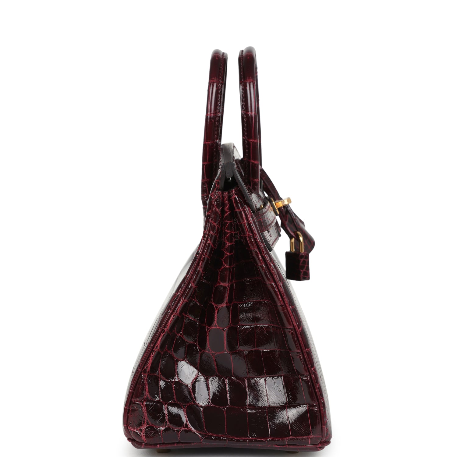 Hermes Birkin 25 Bordeaux Shiny Niloticus Crocodile Gold Hardware