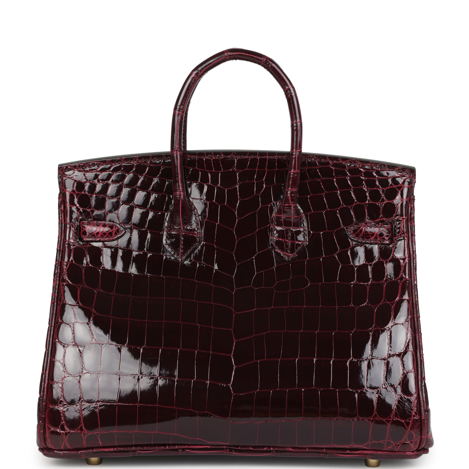 Hermes Birkin 25 Bordeaux Shiny Niloticus Crocodile Gold Hardware