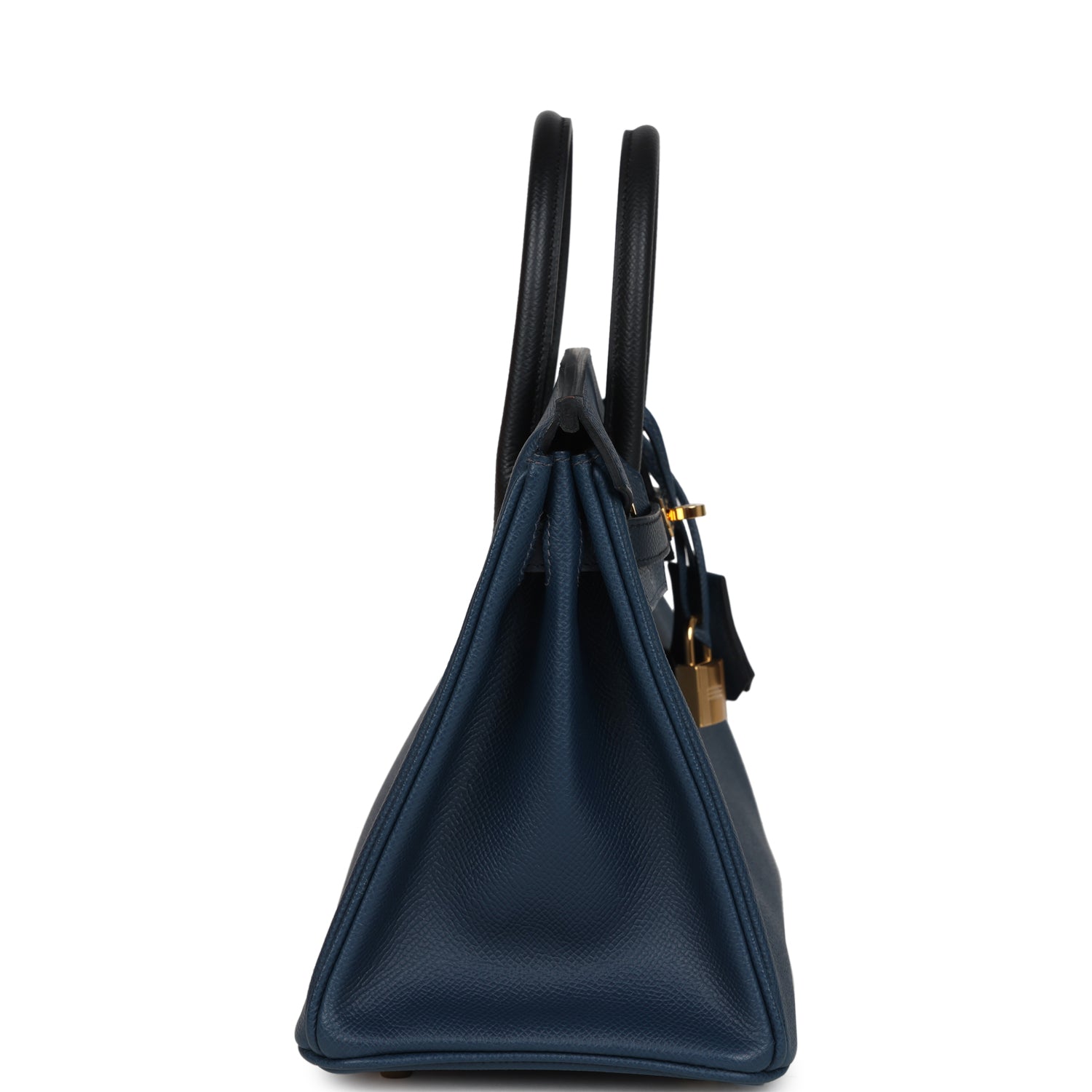 Pre-owned Hermes Birkin 25 Tri-color Bleu De Prusse, Bleu Indigo and Black Epsom Gold Hardware