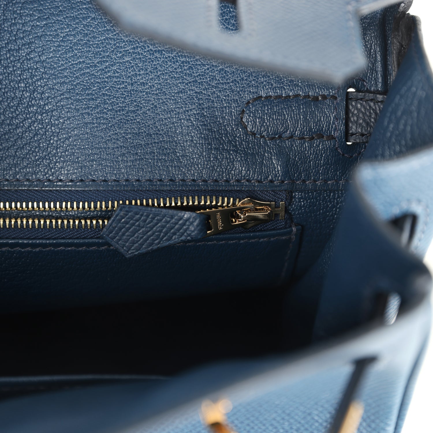 Pre-owned Hermes Birkin 25 Tri-color Bleu De Prusse, Bleu Indigo and Black Epsom Gold Hardware