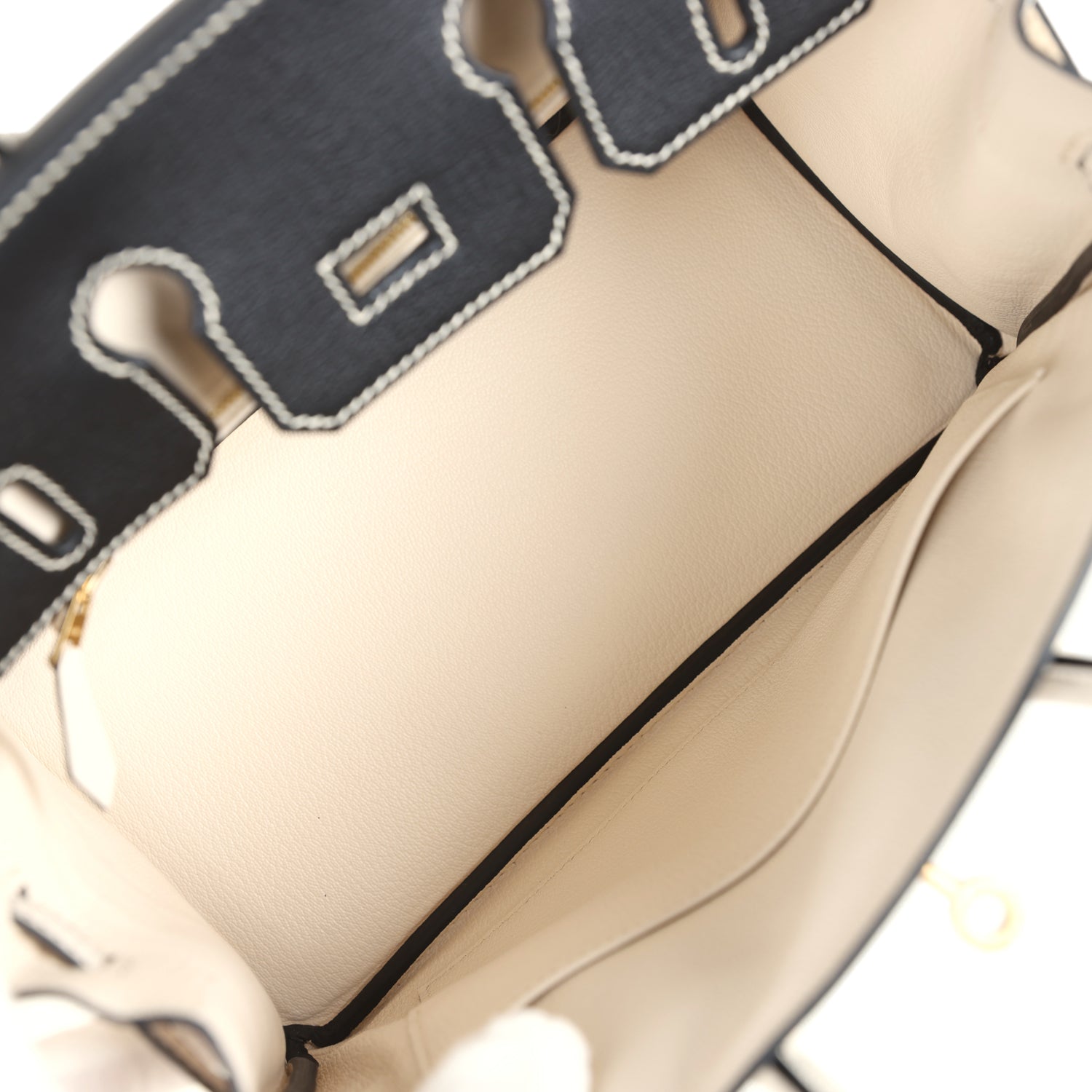 Hermes Special Order (HSS) Birkin 25 Bi-Color Black and Nata Chevre Mysore Brushed Gold Hardware