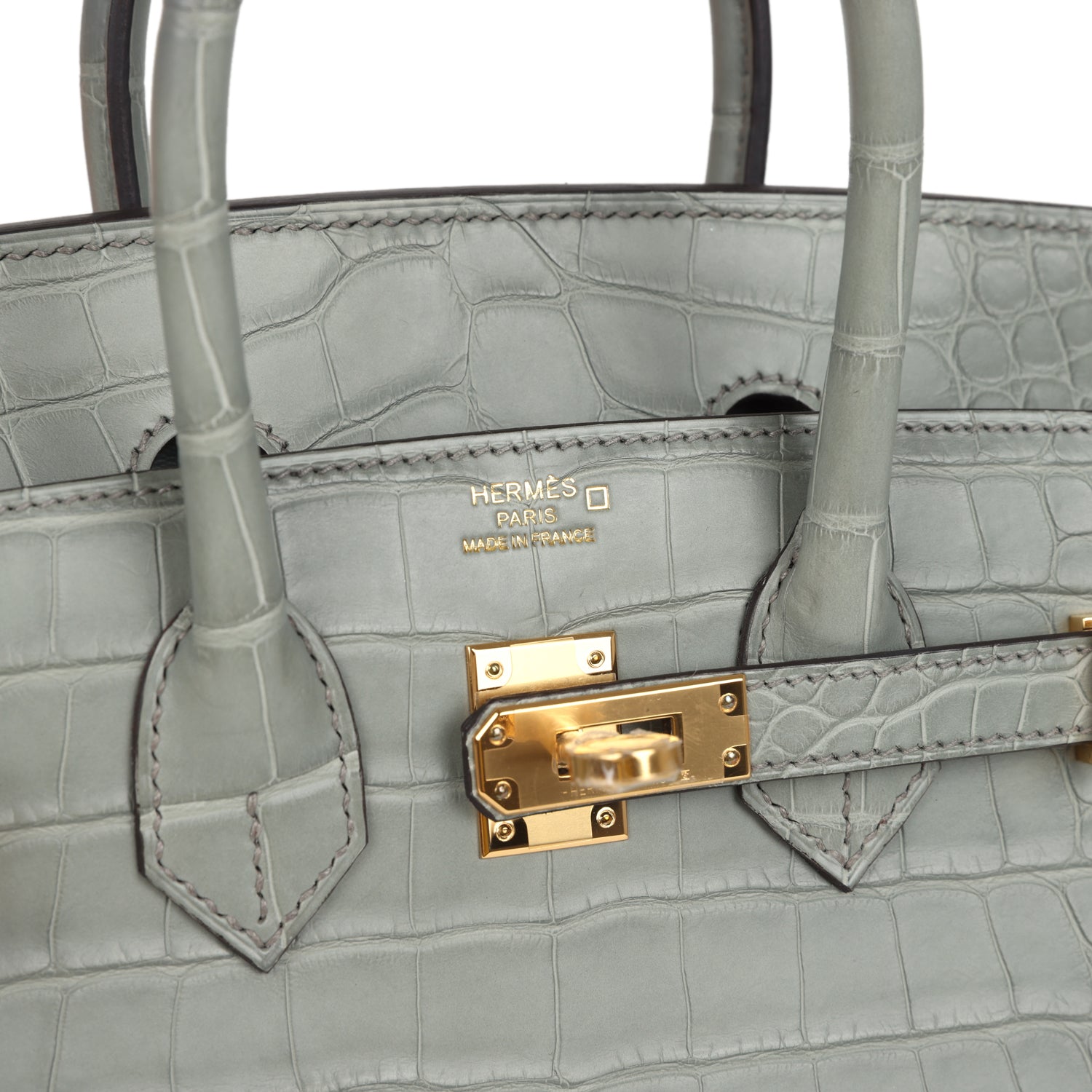 Hermes Birkin Sellier 25 Gris Ciment Matte Alligator Gold Hardware