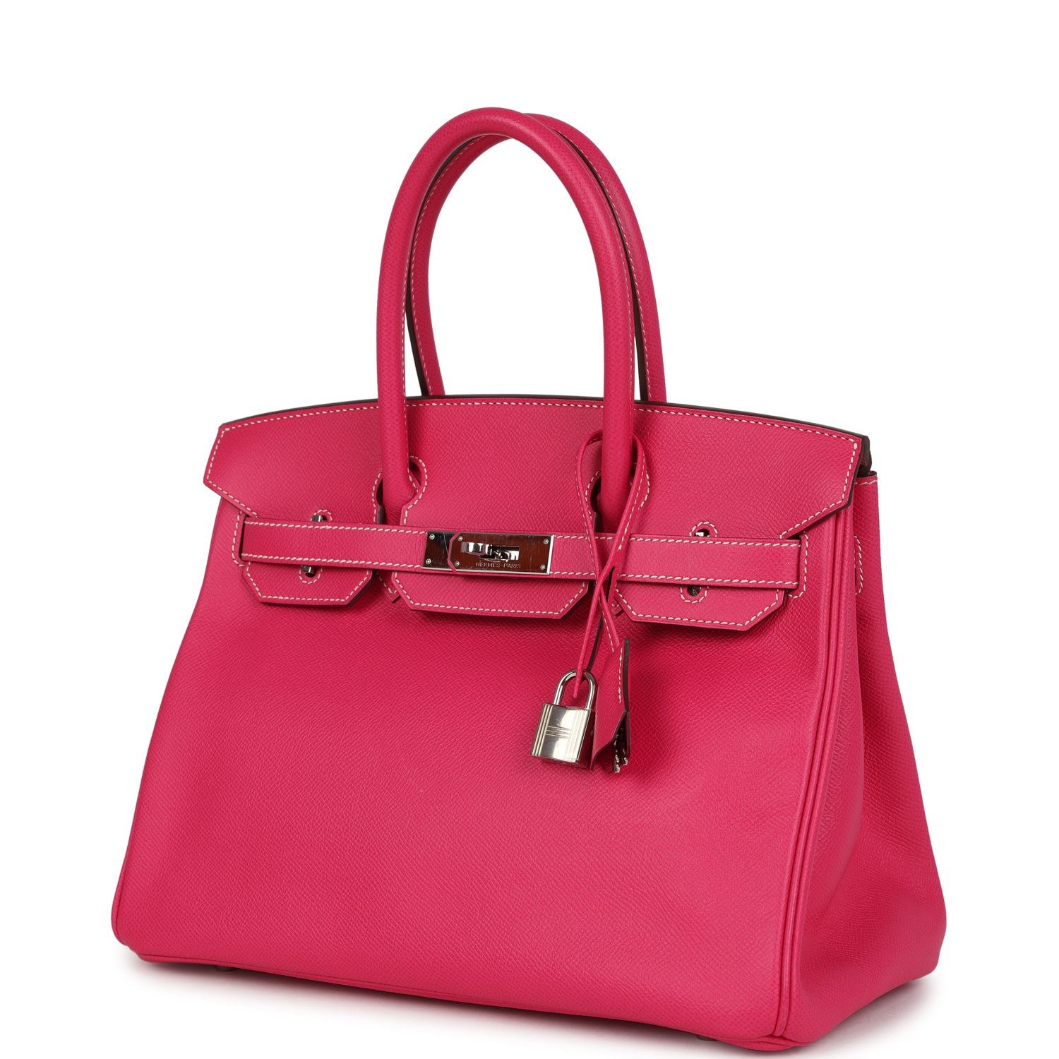 Pre-owned Hermes Birkin 30 Rose Tyrien Epsom Palladium Hardware