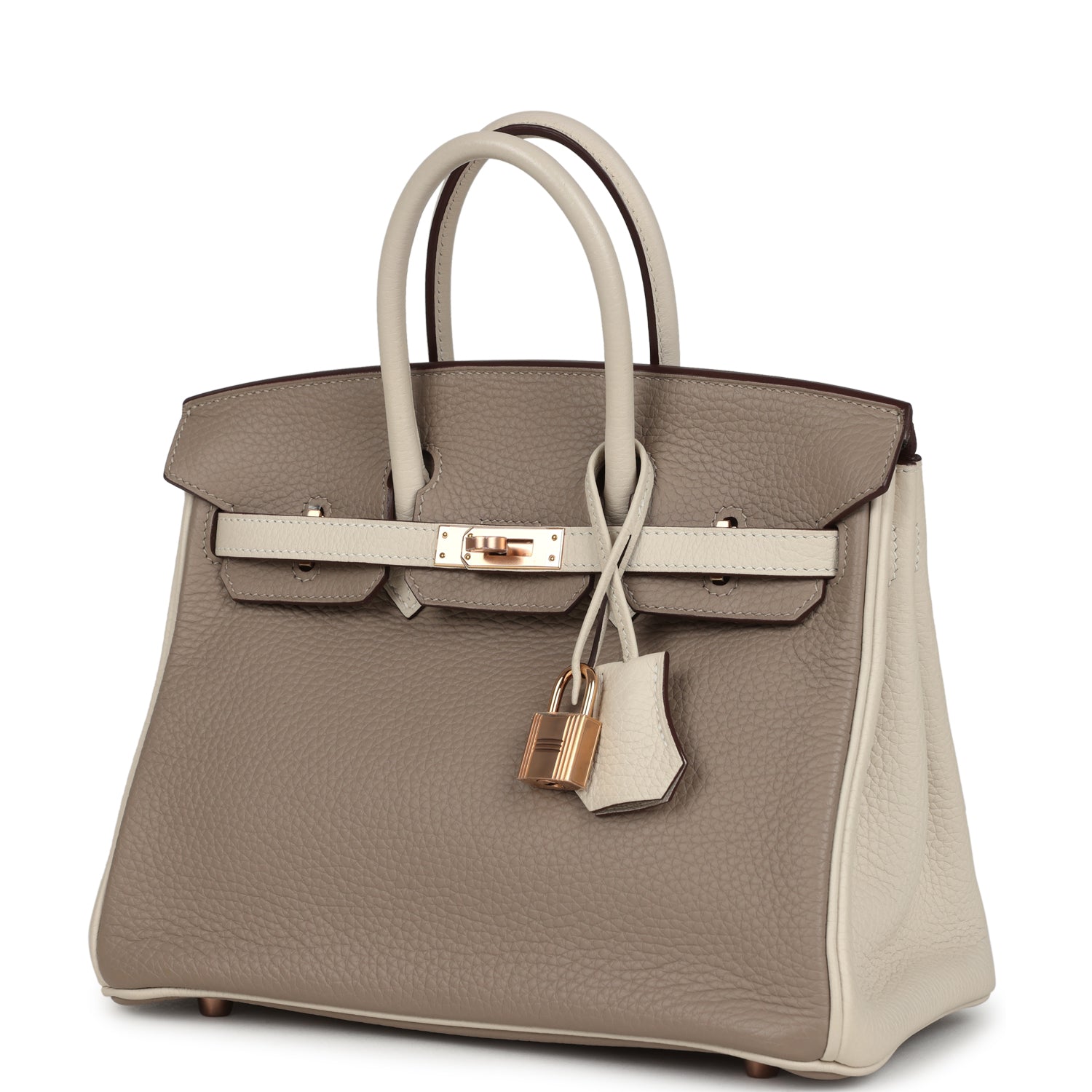 Hermes Special Order (HSS) Birkin 25 Gris Tourterelle and Craie Clemence Rose Gold Hardware