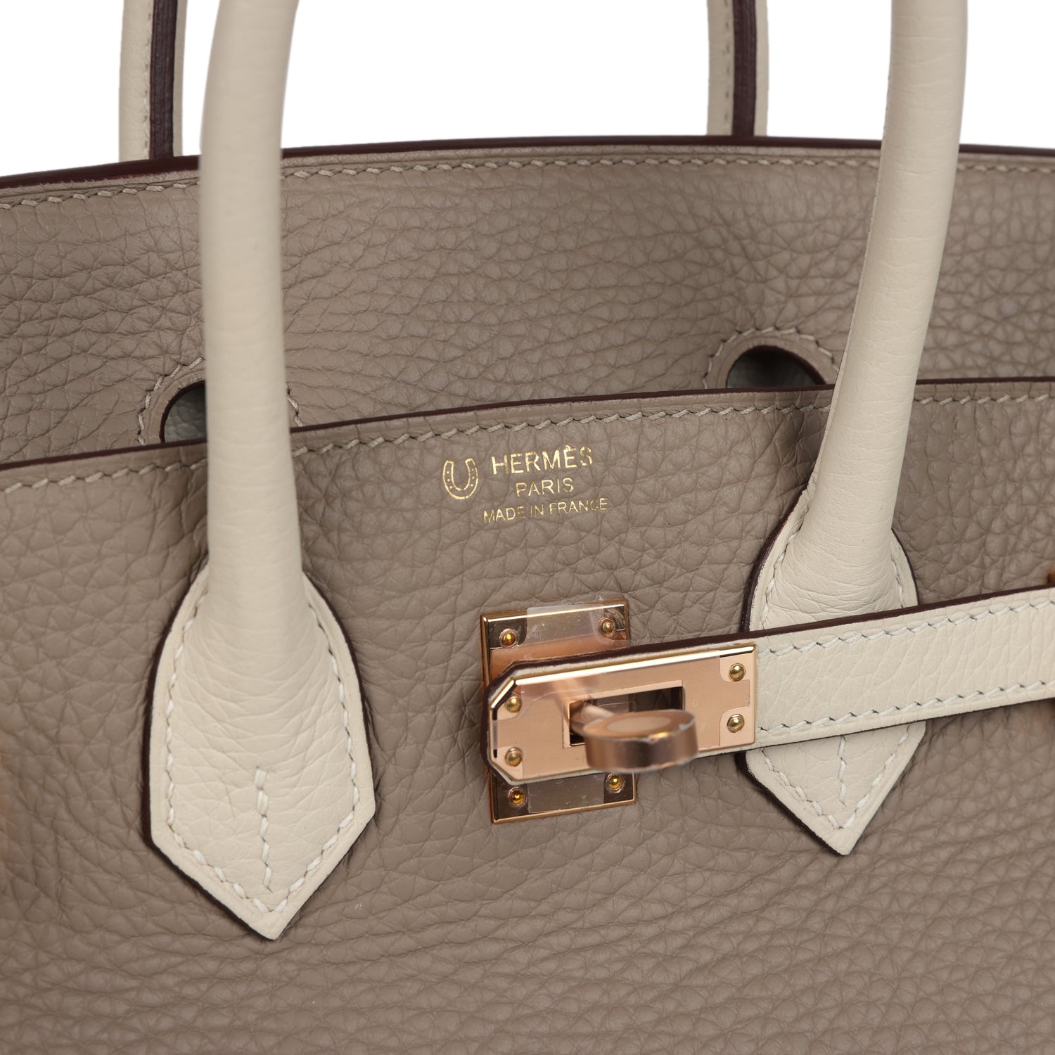 Hermes Special Order (HSS) Birkin 25 Gris Tourterelle and Craie Clemence Rose Gold Hardware