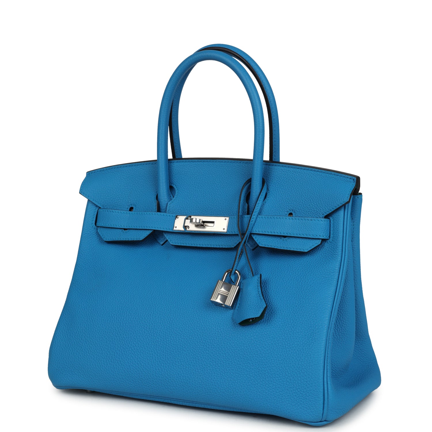 Pre-owned Hermes Birkin 30 Bleu Zanzibar Verso Togo Palladium Hardware
