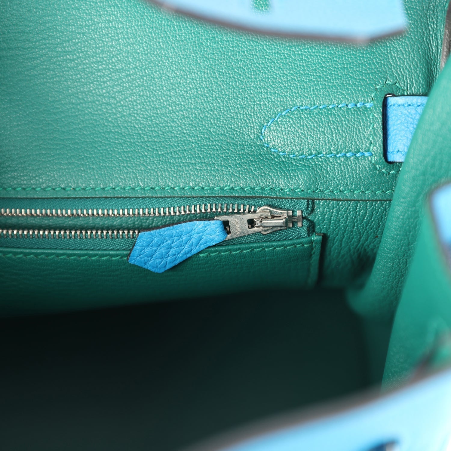 Pre-owned Hermes Birkin 30 Bleu Zanzibar Verso Togo Palladium Hardware