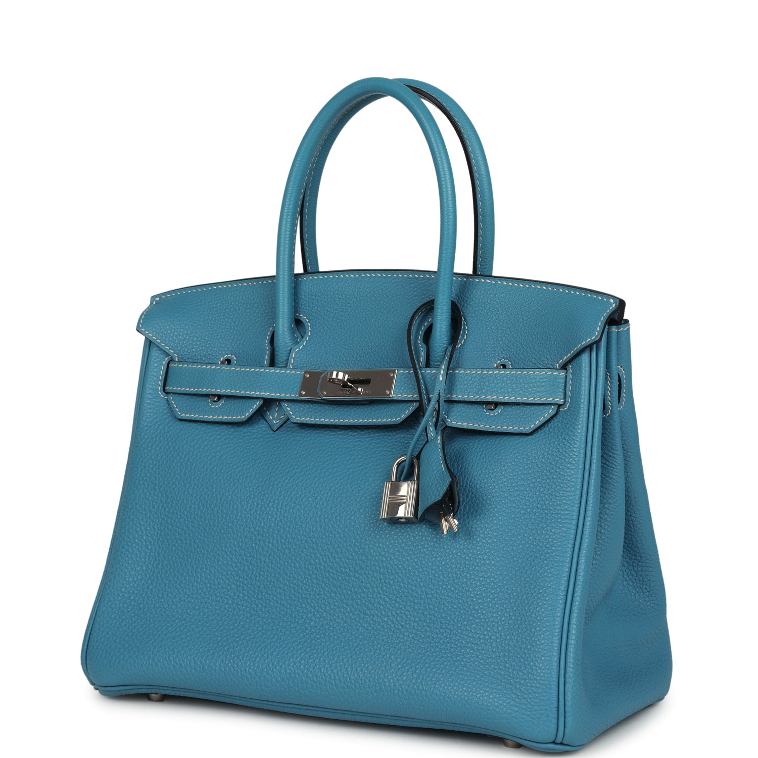 Vintage Hermes Birkin 30 Blue Jean Clemence Palladium Hardware