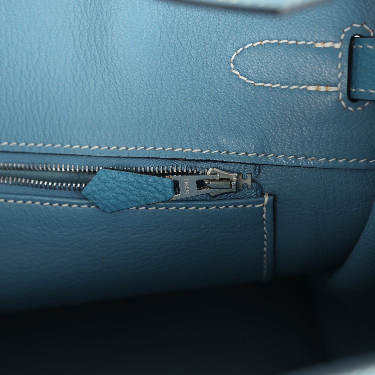 Vintage Hermes Birkin 30 Blue Jean Clemence Palladium Hardware