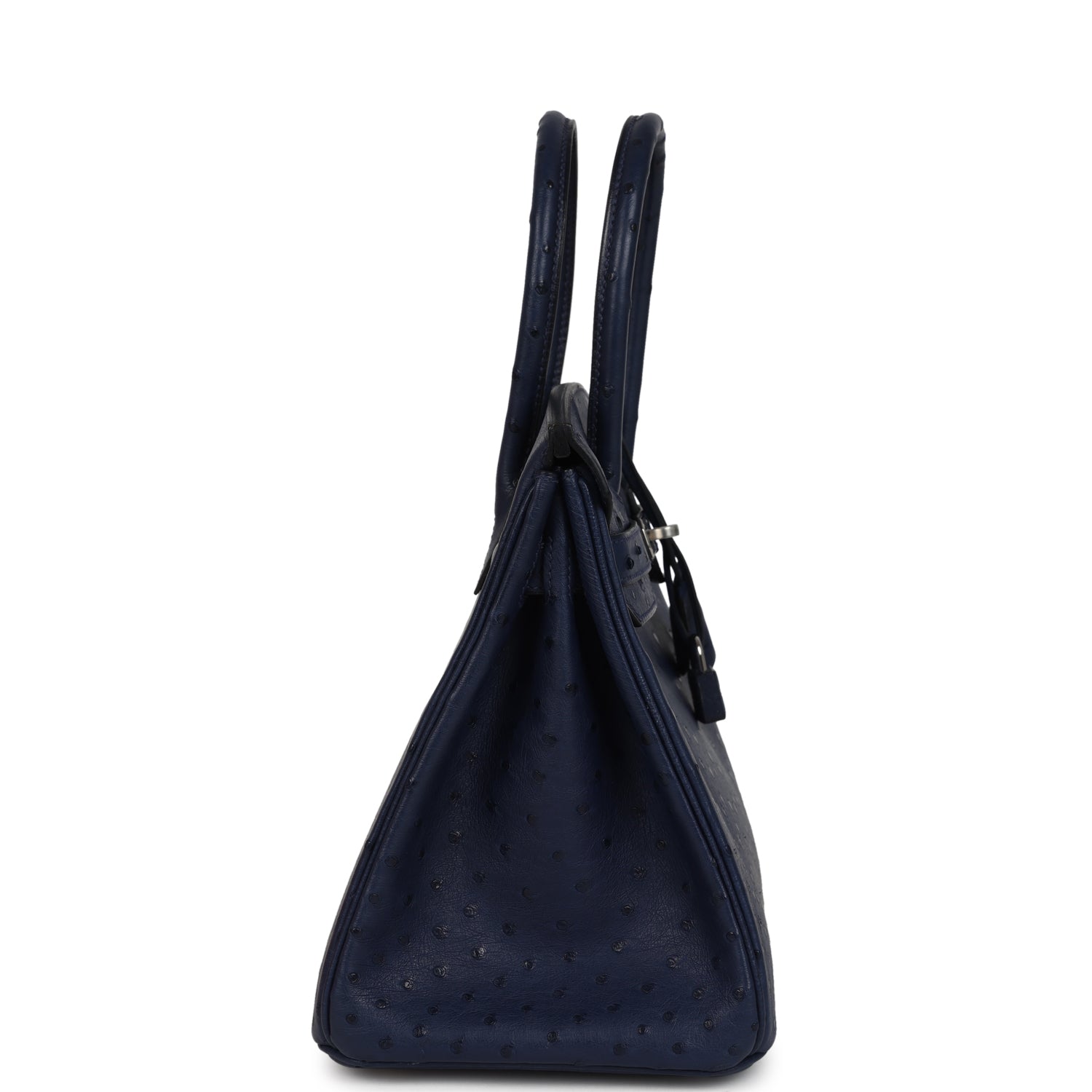 Pre-owned Hermes Birkin 30 Bleu Iris Ostrich Palladium Hardware