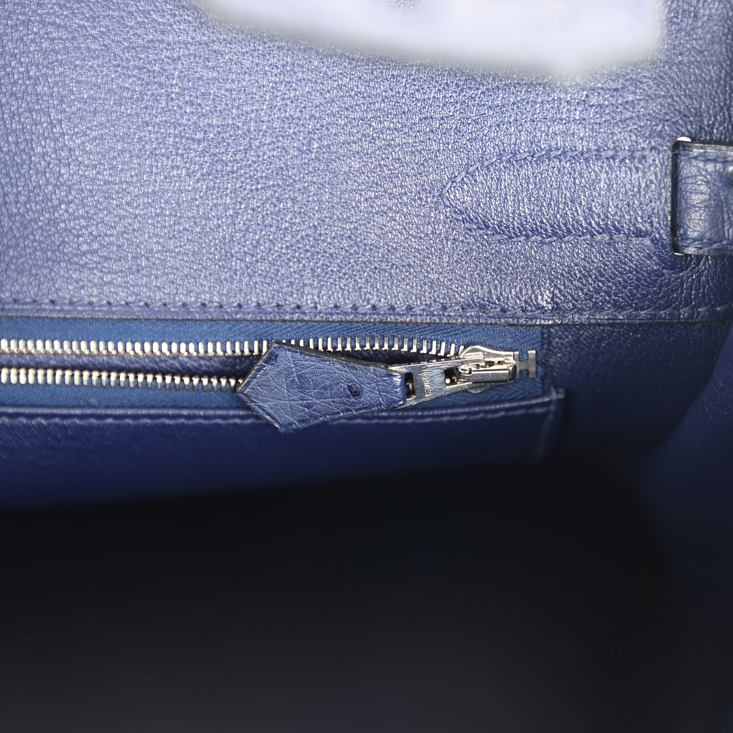 Pre-owned Hermes Birkin 30 Bleu Iris Ostrich Palladium Hardware