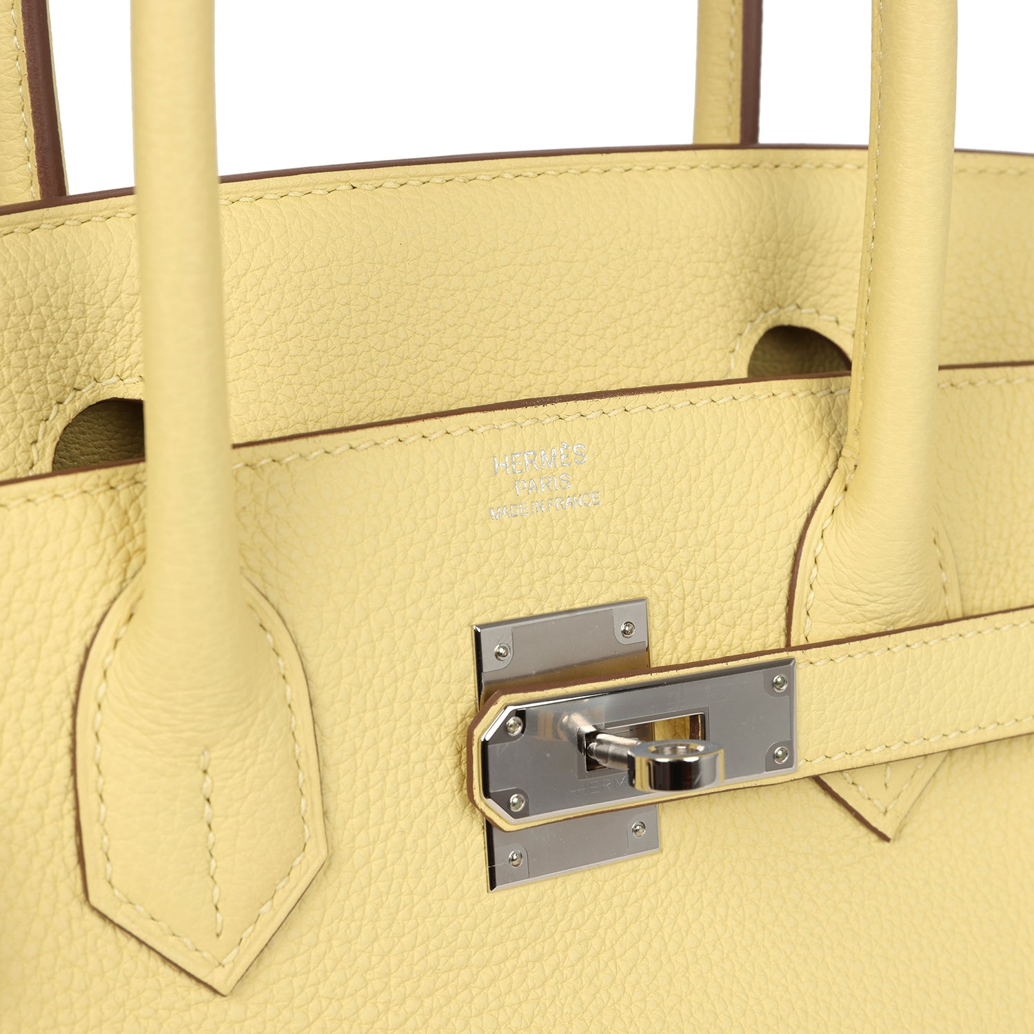 Pre-owned Hermes Birkin 30 Jaune Poussin Togo Palladium Hardware