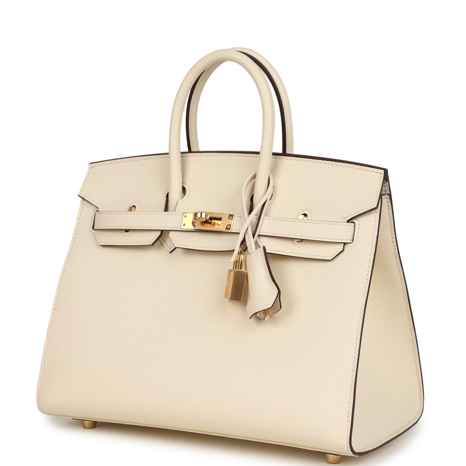 Pre-owned Hermes Birkin Sellier 25 Nata Epsom Gold Hardware