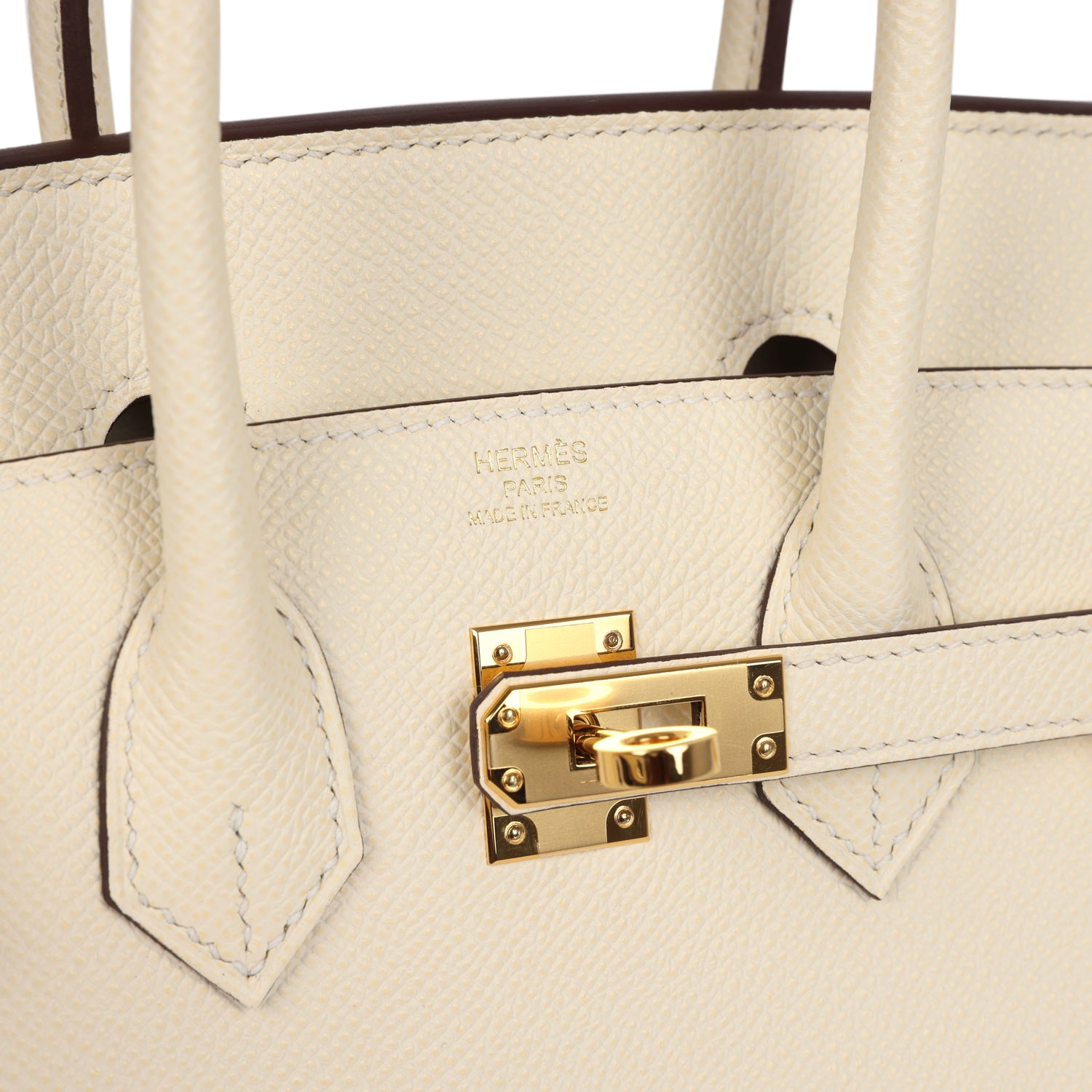Pre-owned Hermes Birkin Sellier 25 Nata Epsom Gold Hardware
