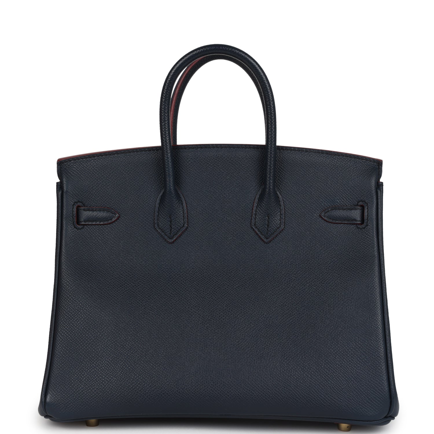 Pre-owned Hermes Birkin 25 Bleu Indigo and Rouge H Contour Epsom Gold Hardware