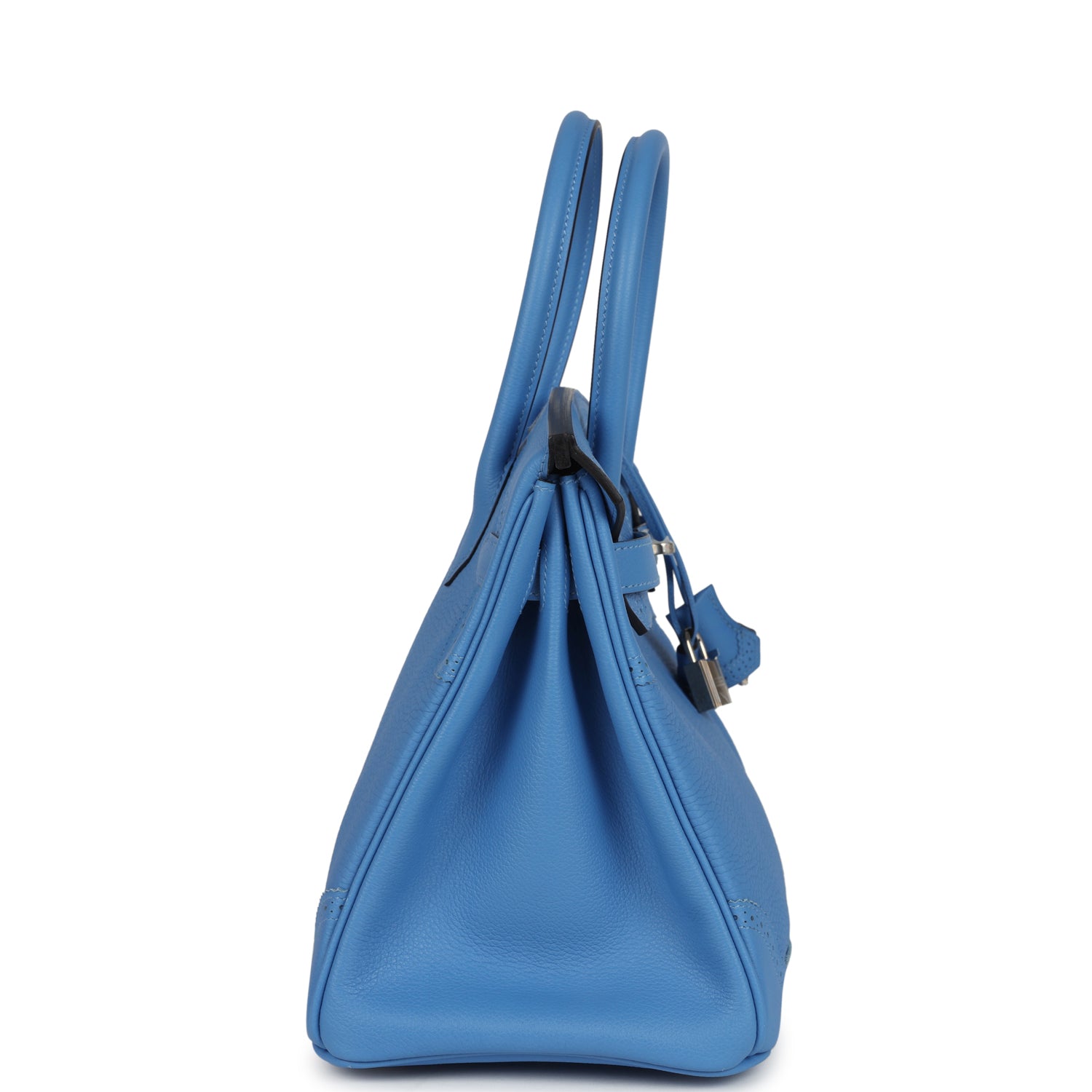 Hermes Birkin 30 Ghillies Bleu Paradise Clemence and Evercolor Palladium Hardware
