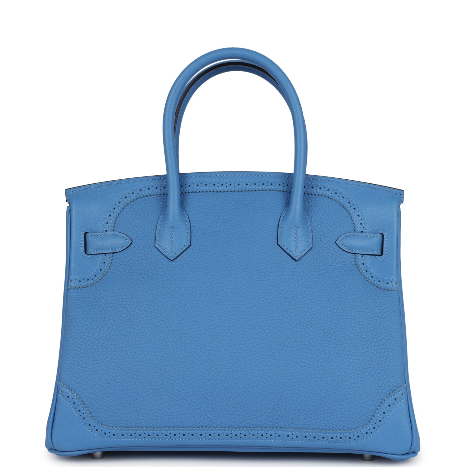 Hermes Birkin 30 Ghillies Bleu Paradise Clemence and Evercolor Palladium Hardware