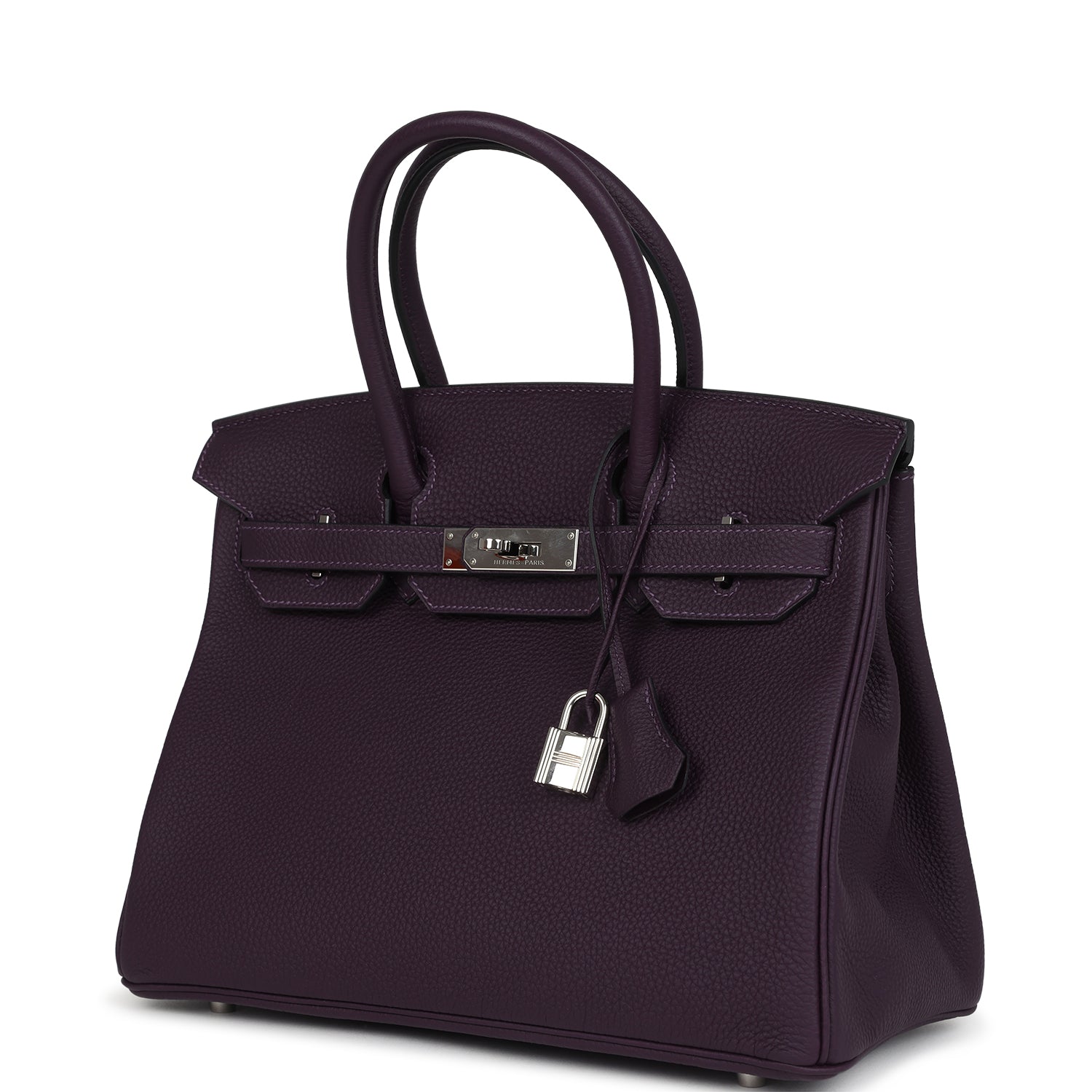 Pre-owned Hermes Birkin 30 Raisin Togo Palladium Hardware