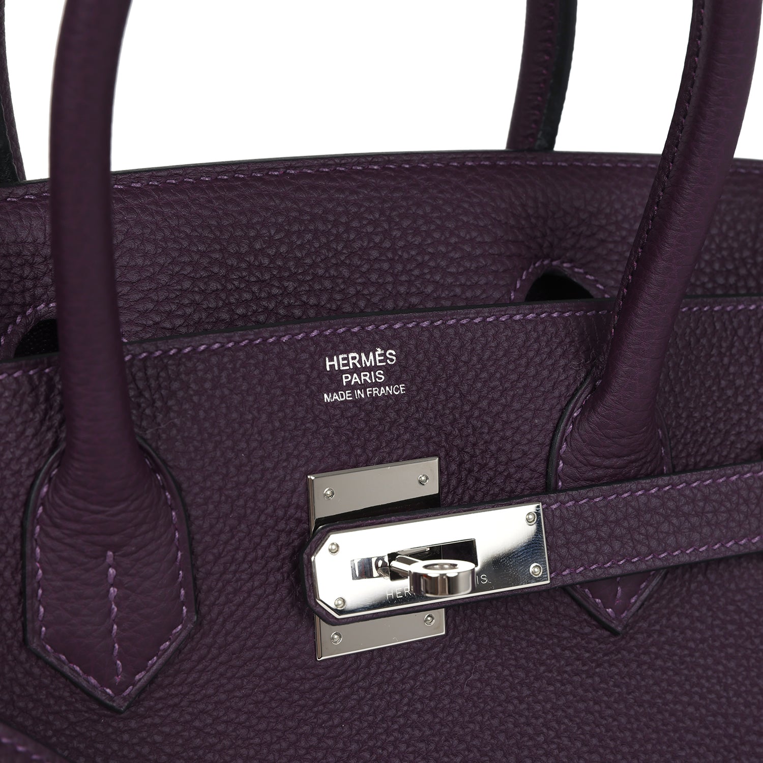 Pre-owned Hermes Birkin 30 Raisin Togo Palladium Hardware