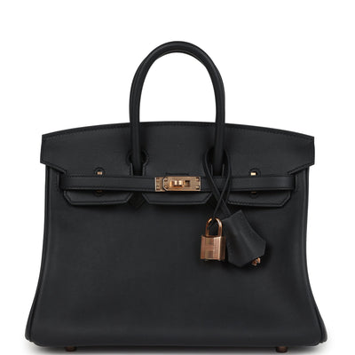Hermes Birkin 25 Black Swift Rose Gold Hardware
