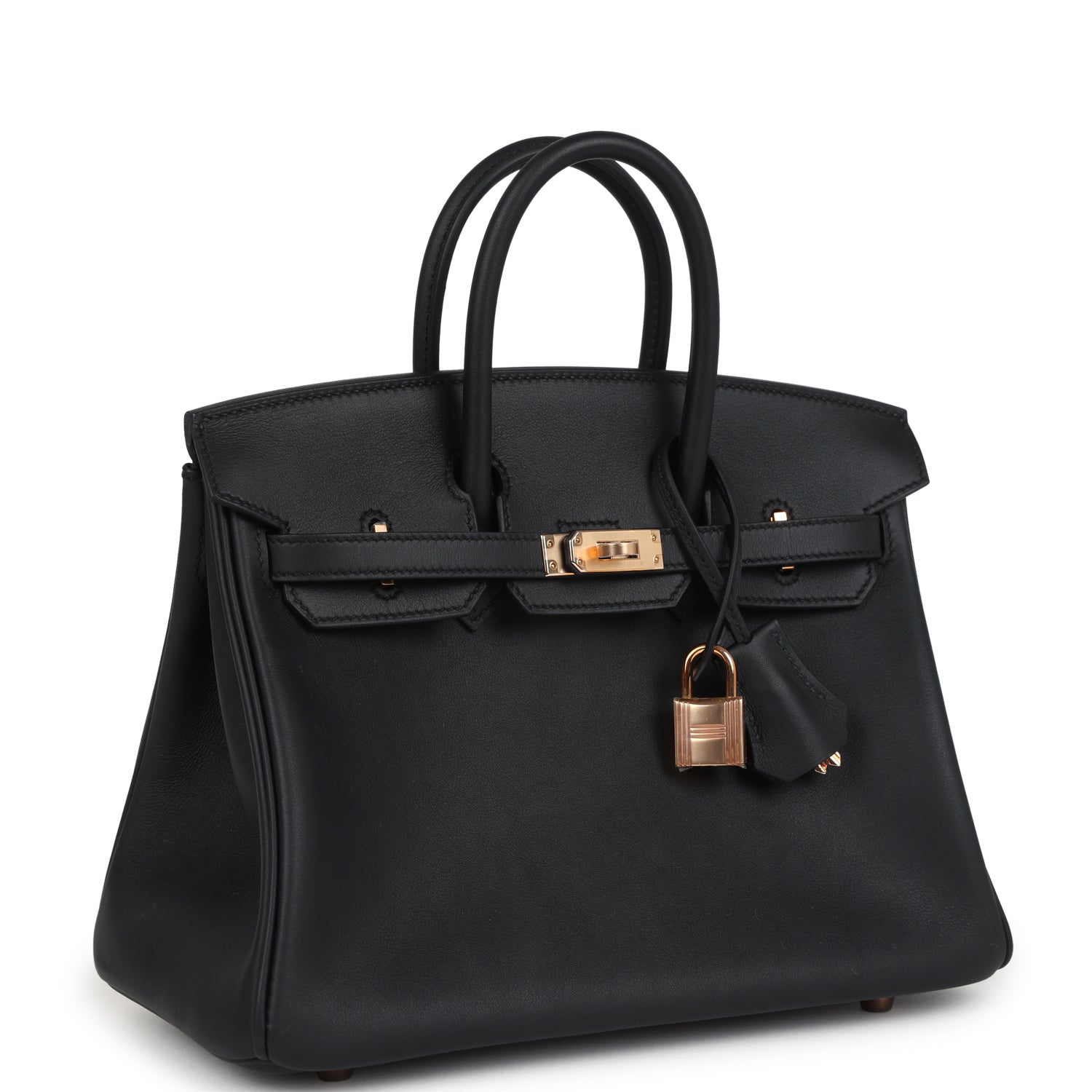 Hermes Birkin 25 Black Swift Rose Gold Hardware