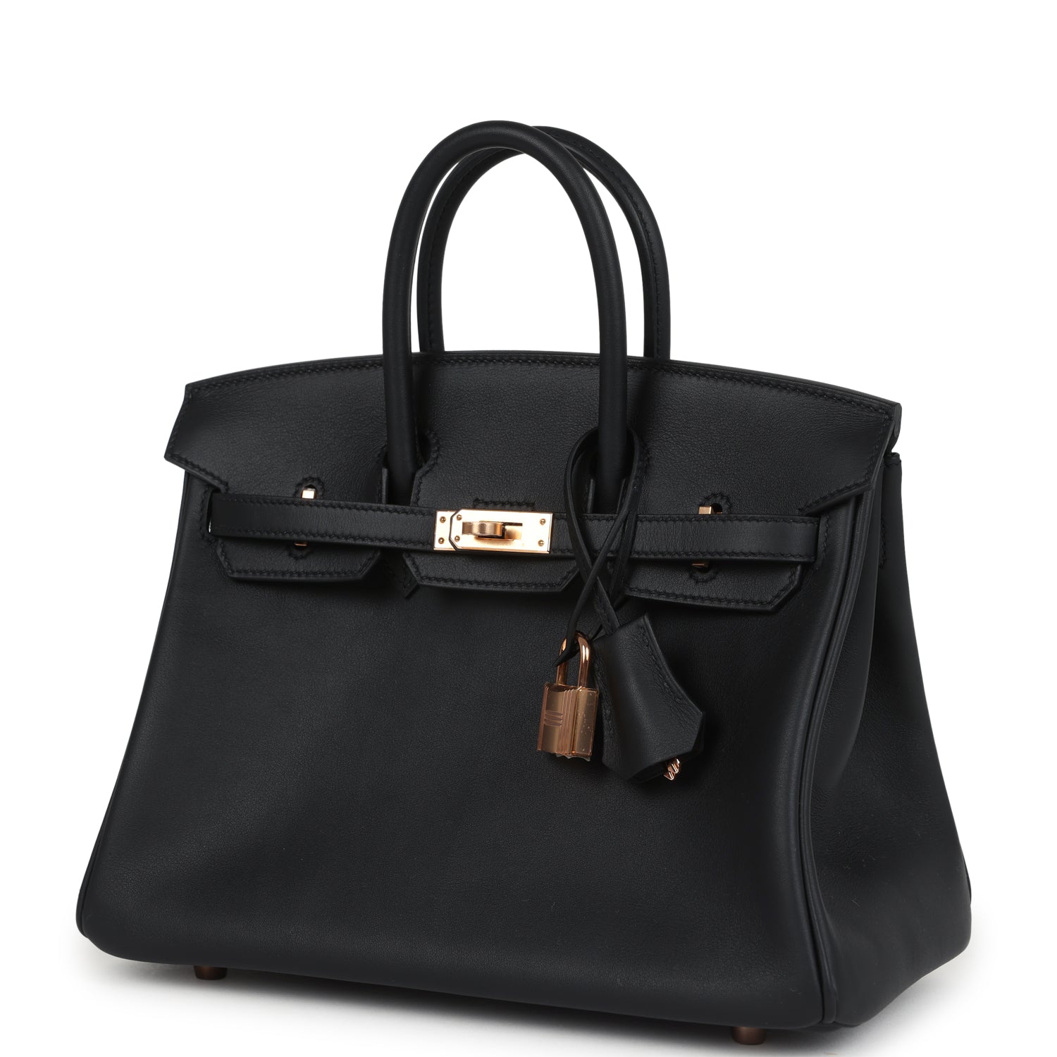 Hermes Birkin 25 Black Swift Rose Gold Hardware